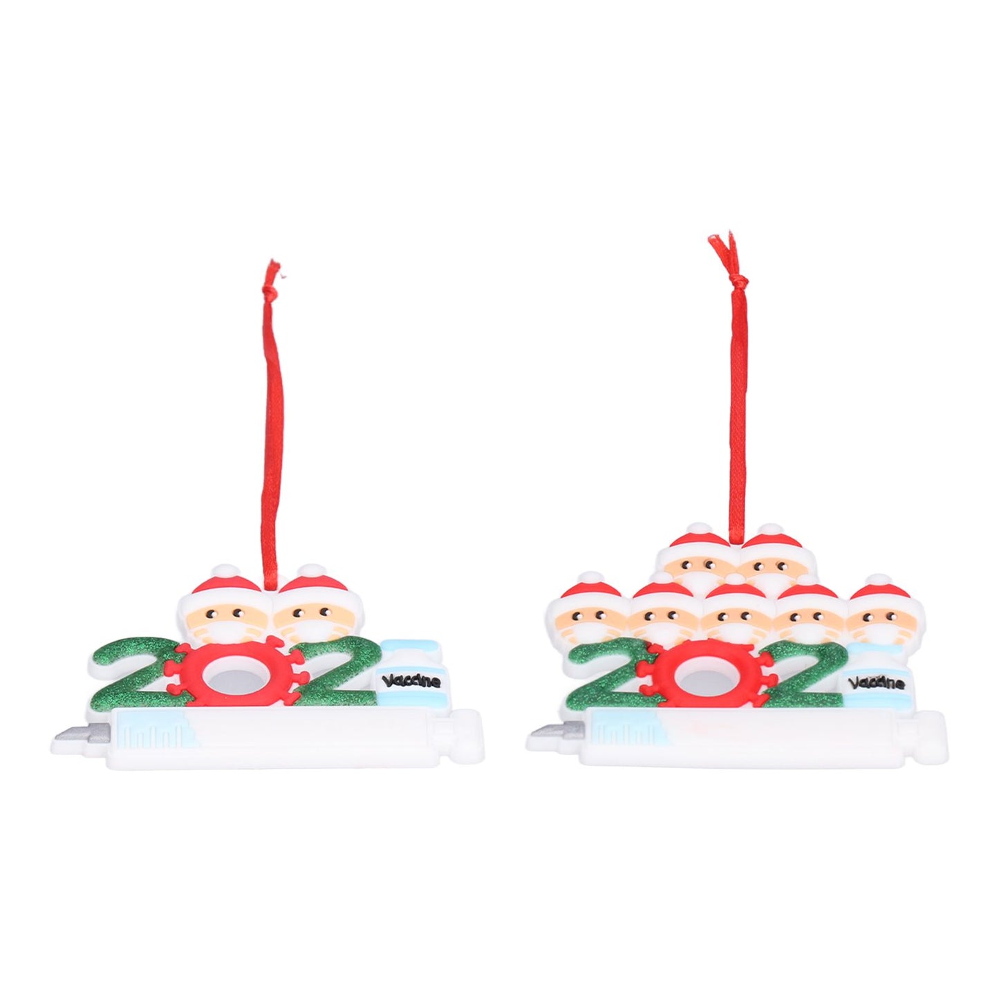 2pcs 2021 Vaccine Christmas Ornaments Hanging Personalized Christmas Tree Ornaments for Friends and FamilyFamily of Two+Seven
