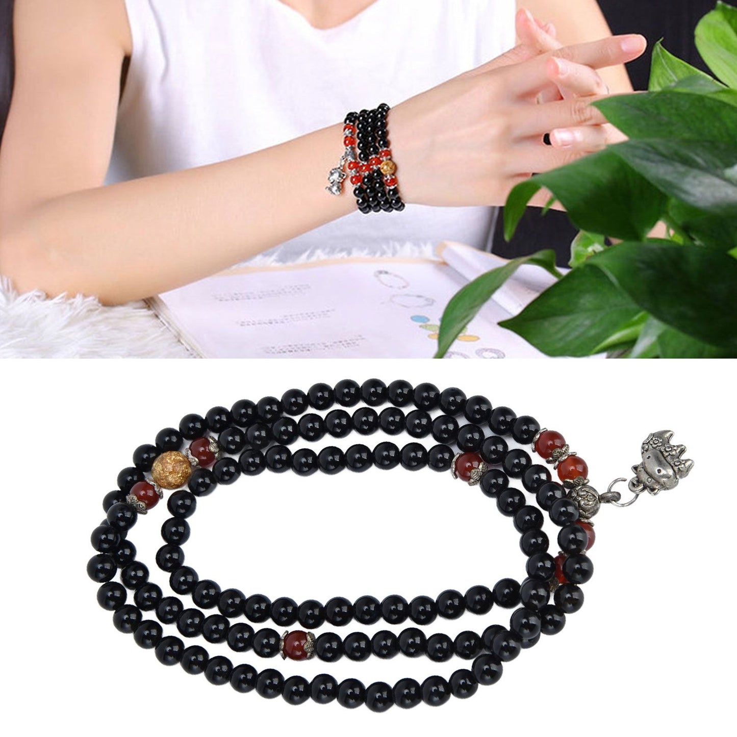Beaded Bracelets Good Luck Natural Obsidian Bracelets for Women Men Health Wealth Money Feng Shui Jewelry