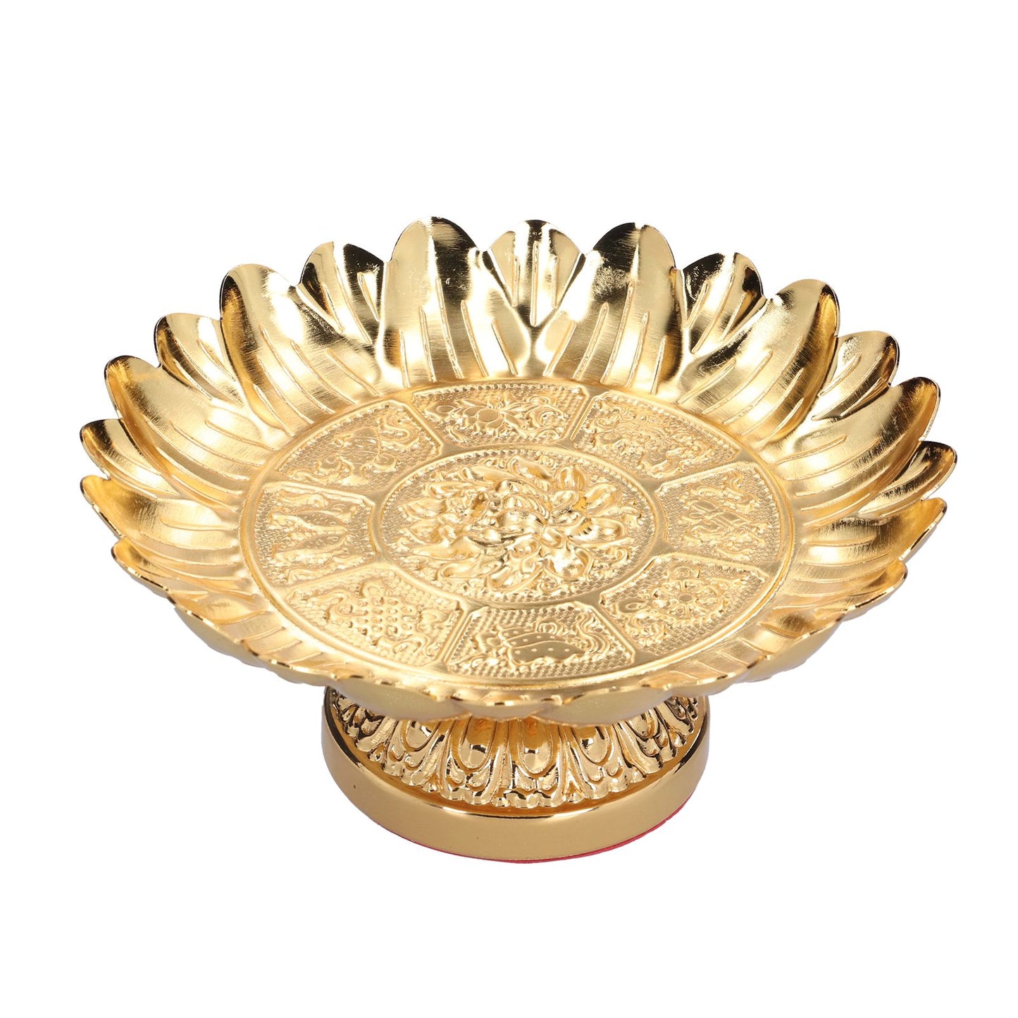 Fruit Tray Retro Style Flat Glossy Durable Alloy Decorative Plate for Temples Sacrifices Home Decoration