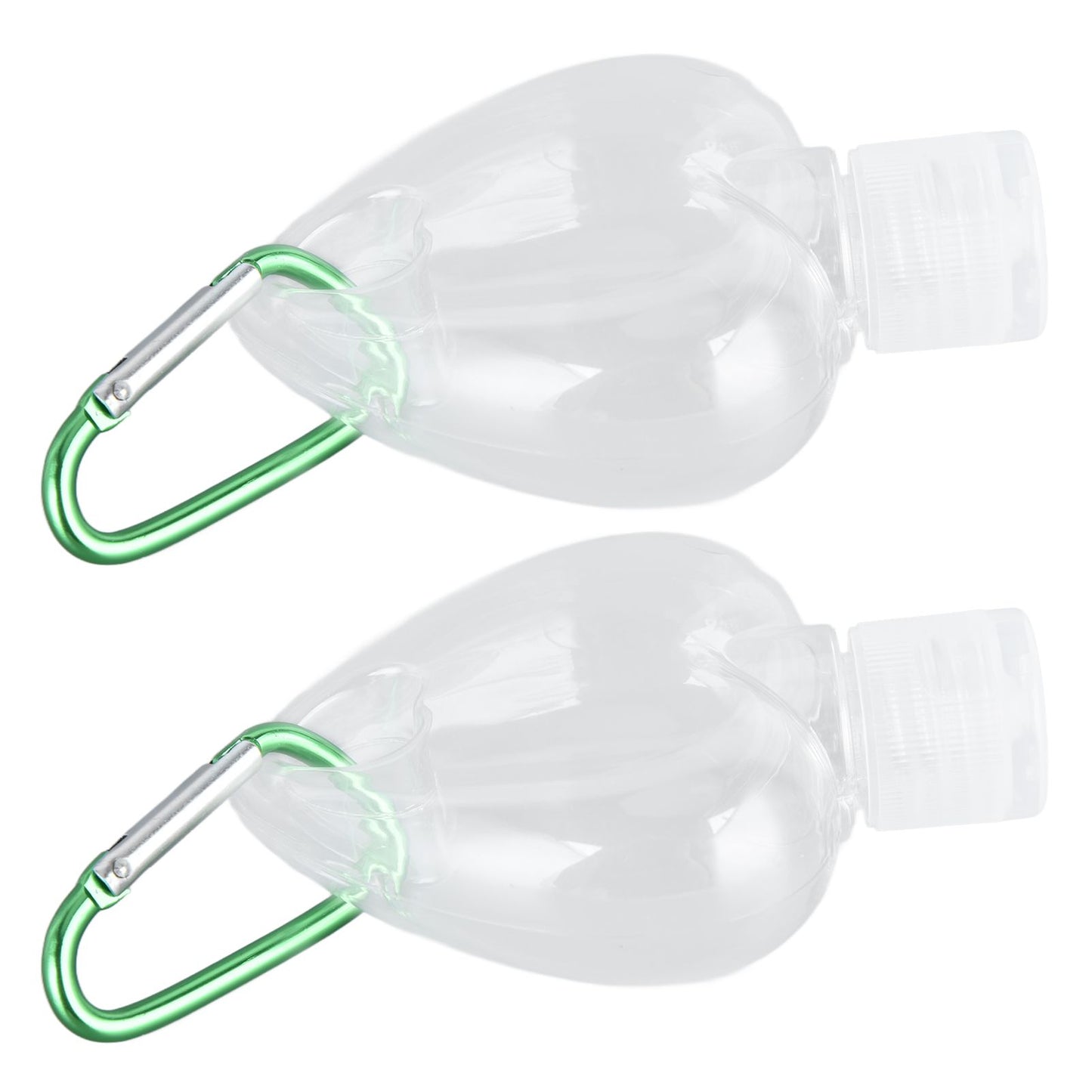 2Set 50ml Travel Bottle with Keychain Flip Cap Plastic Liquid Bottle Refillable Leakproof Transparent Squeeze ContainerHeart Shaped