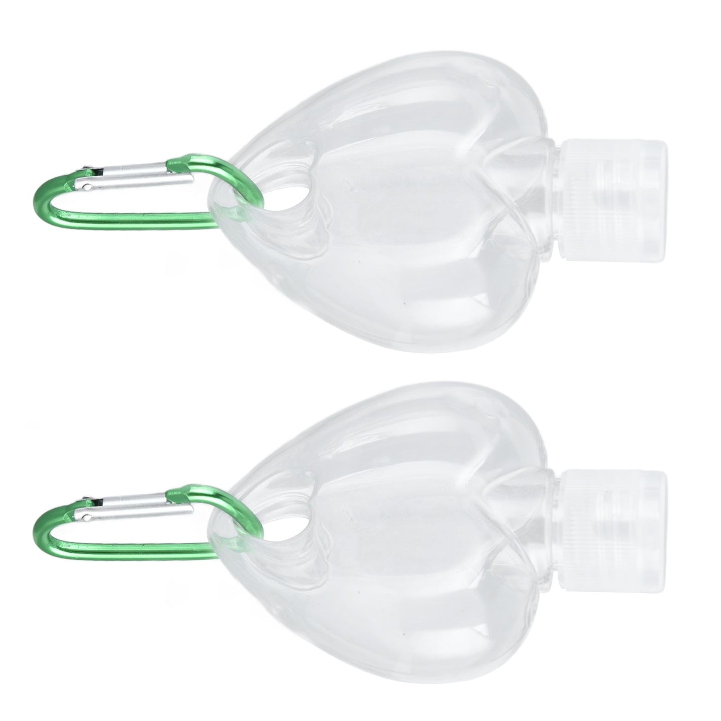 2Set 50ml Travel Bottle with Keychain Flip Cap Plastic Liquid Bottle Refillable Leakproof Transparent Squeeze ContainerHeart Shaped
