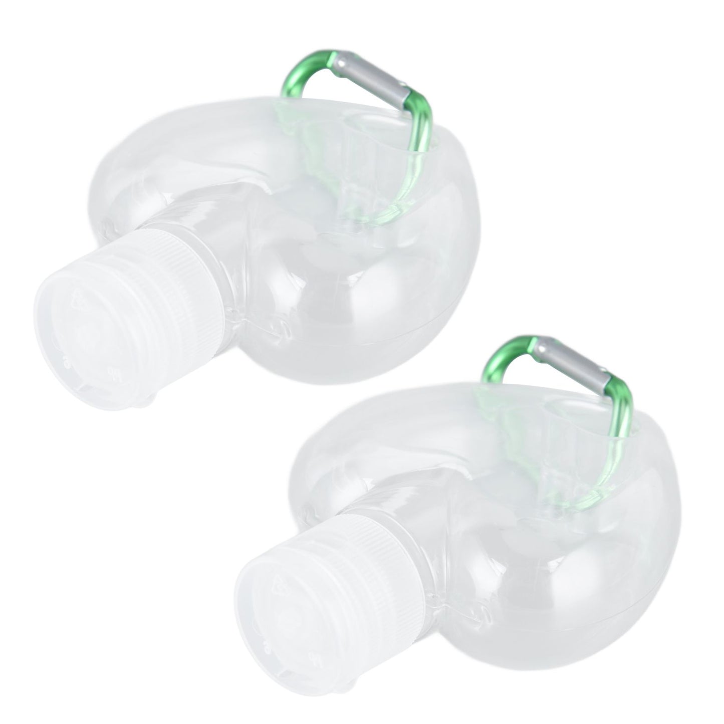 2Set 50ml Travel Bottle with Keychain Flip Cap Plastic Liquid Bottle Refillable Leakproof Transparent Squeeze ContainerHeart Shaped