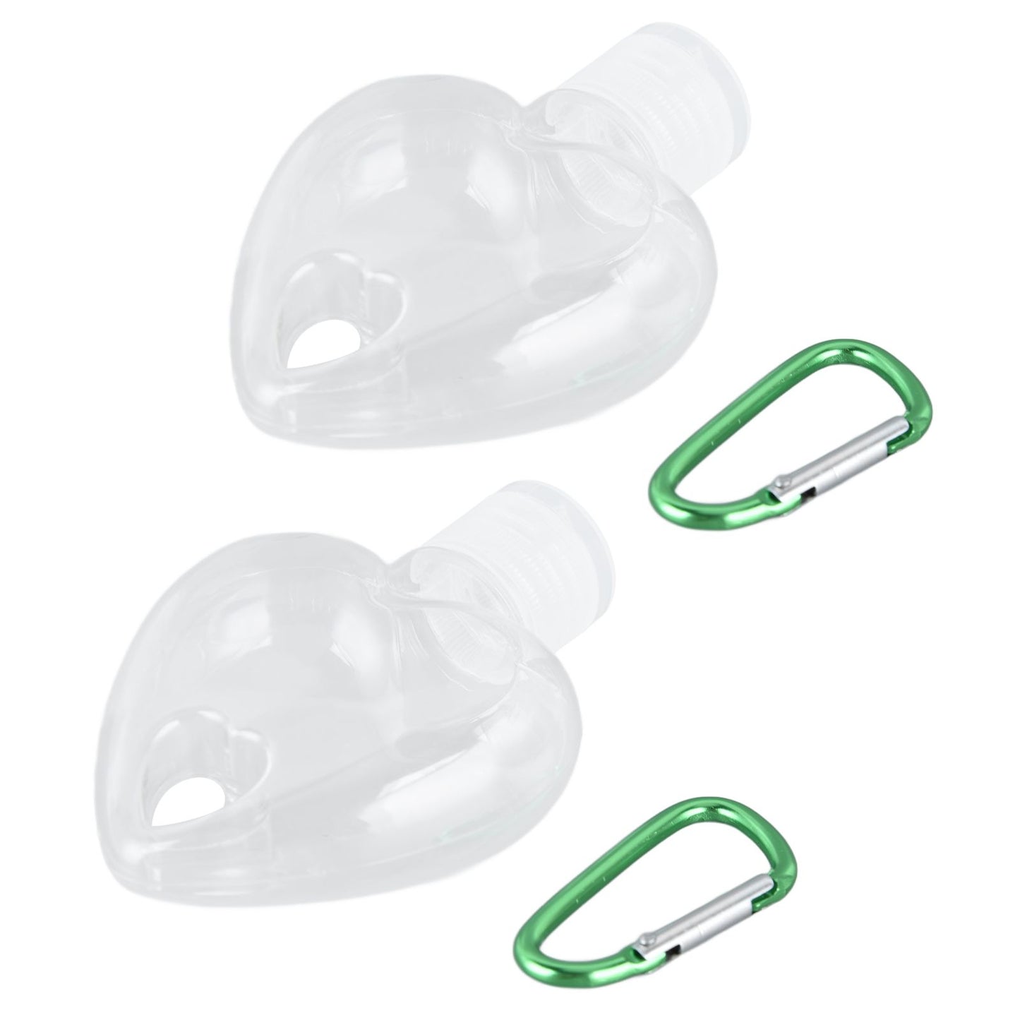 2Set 50ml Travel Bottle with Keychain Flip Cap Plastic Liquid Bottle Refillable Leakproof Transparent Squeeze ContainerHeart Shaped