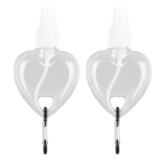 2 Pcs 50ml Travel Keychain Bottles Portable Plastic Clear Leakproof Refillable Empty Squeeze Container for Hand SoapHeart Shaped