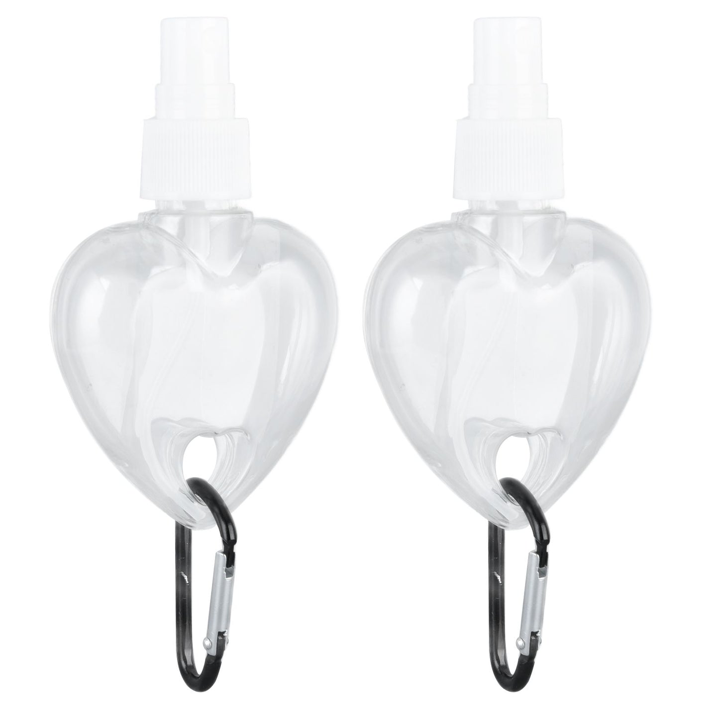 2 Pcs 50ml Travel Keychain Bottles Portable Plastic Clear Leakproof Refillable Empty Squeeze Container for Hand SoapHeart Shaped