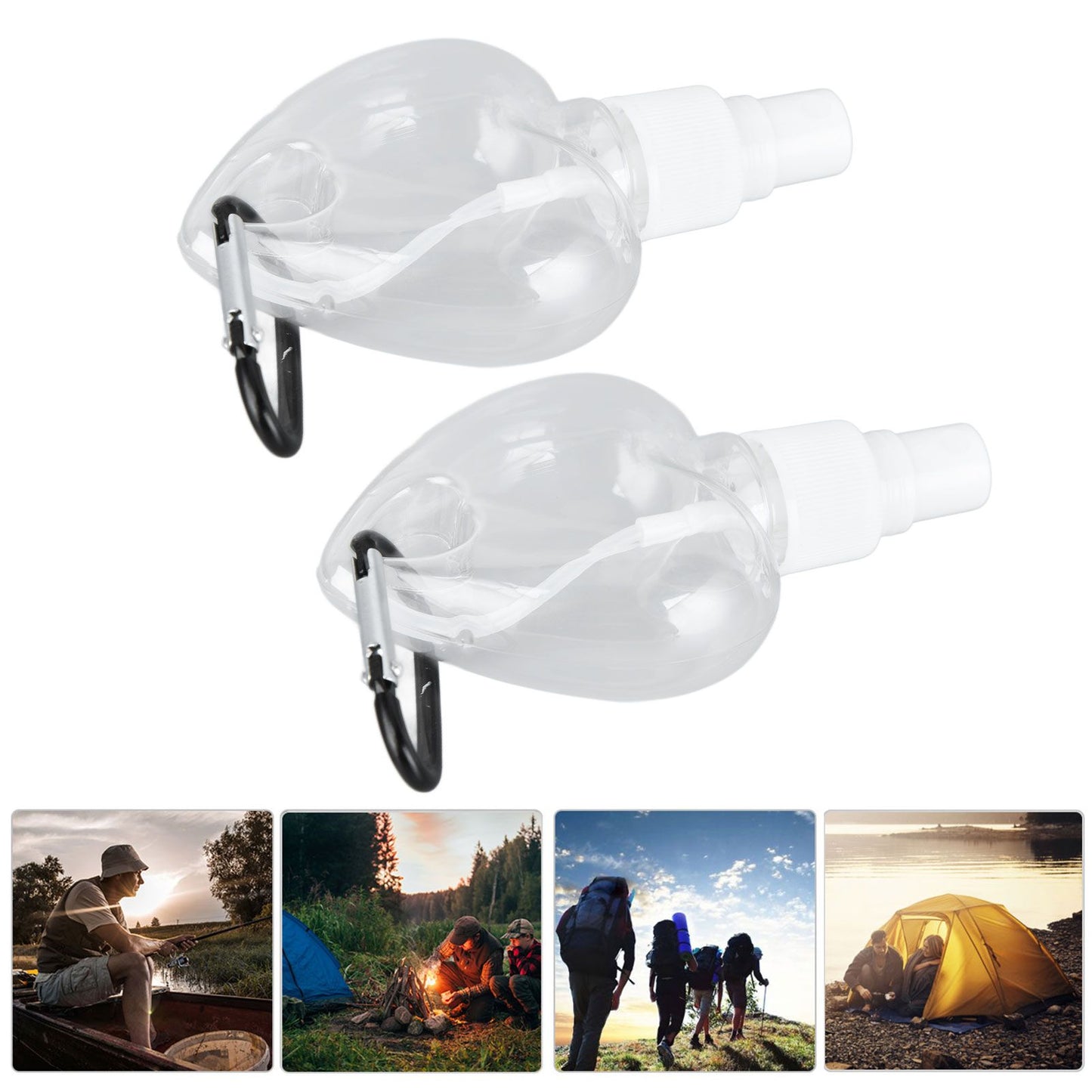 2 Pcs 50ml Travel Keychain Bottles Portable Plastic Clear Leakproof Refillable Empty Squeeze Container for Hand SoapHeart Shaped
