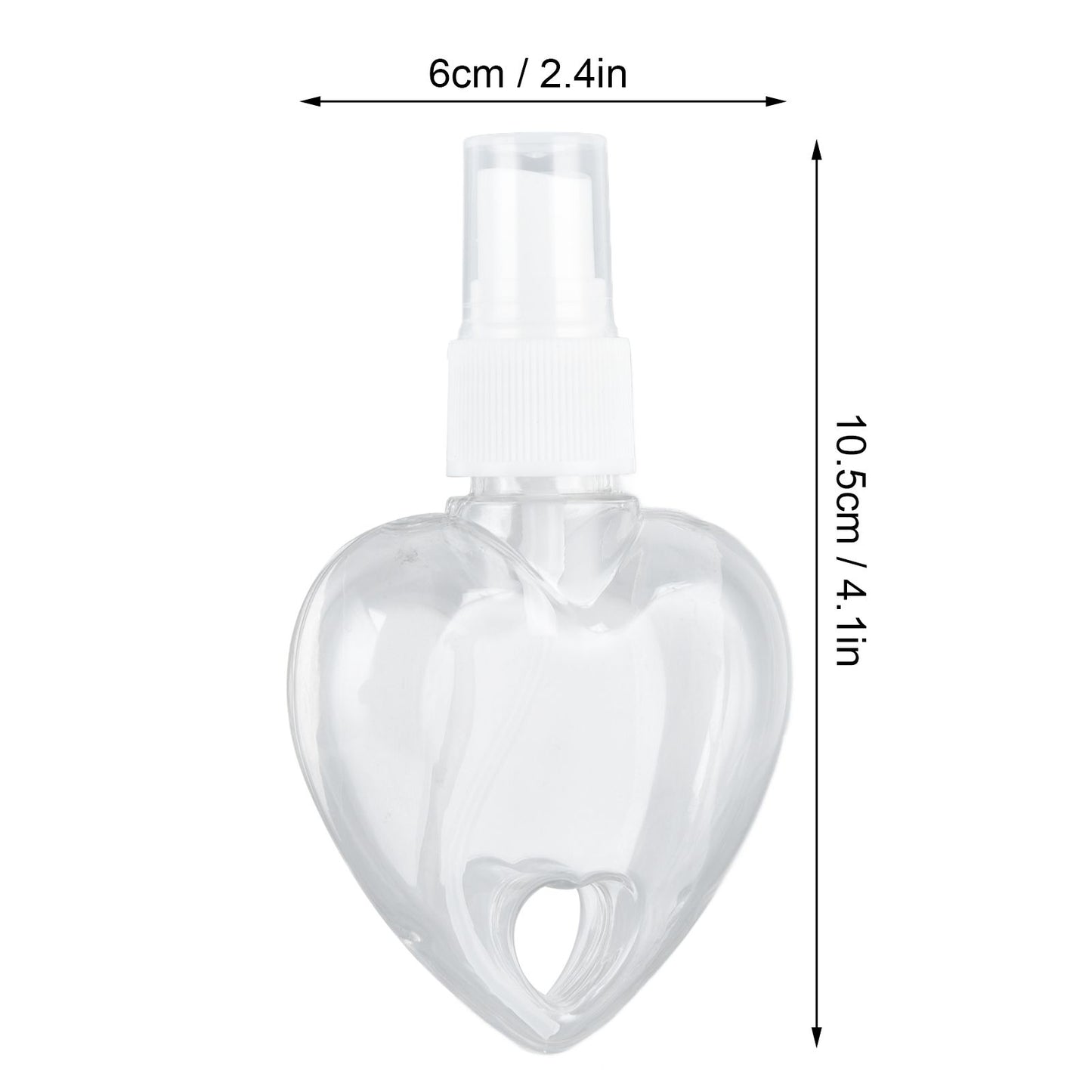 2 Pcs 50ml Travel Keychain Bottles Portable Plastic Clear Leakproof Refillable Empty Squeeze Container for Hand SoapHeart Shaped