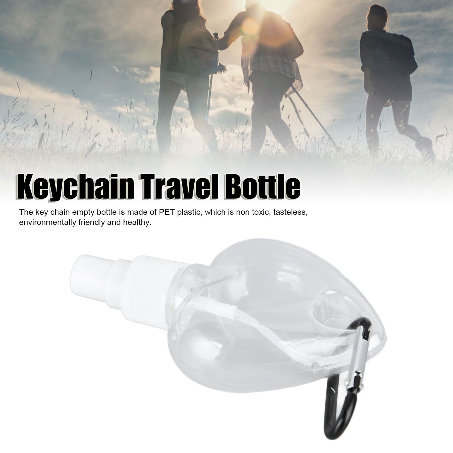2 Pcs 50ml Travel Keychain Bottles Portable Plastic Clear Leakproof Refillable Empty Squeeze Container for Hand SoapHeart Shaped