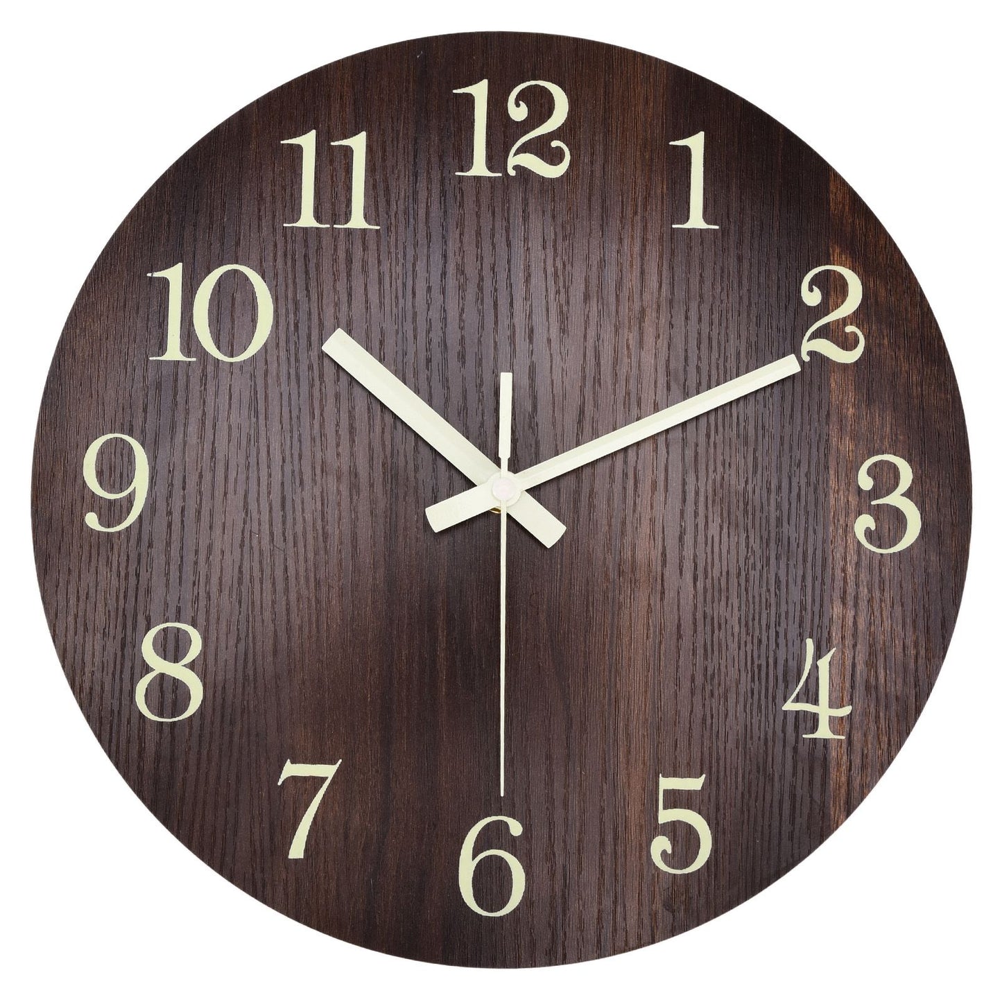 Wood Wall Clock Retro Style Quiet Silent Quartz Movement 3D Luminous Retro Wall Clock for Bedroom Office Kitchen