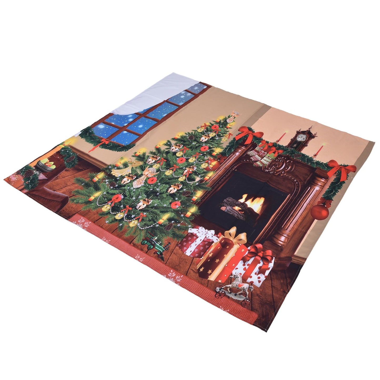 Christmas Tapestry Multi Purpose Exquisite Appearance Polyester Fiber Christmas Wall Tapestry150x150cm