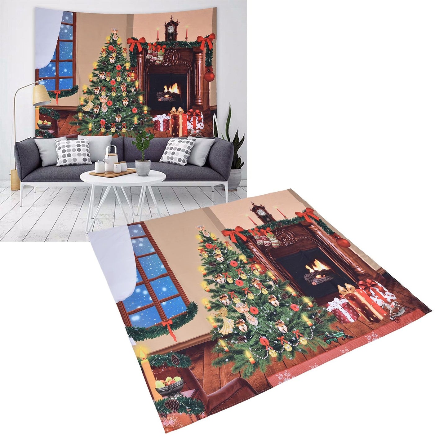 Christmas Tapestry Multi Purpose Exquisite Appearance Polyester Fiber Christmas Wall Tapestry230x180cm