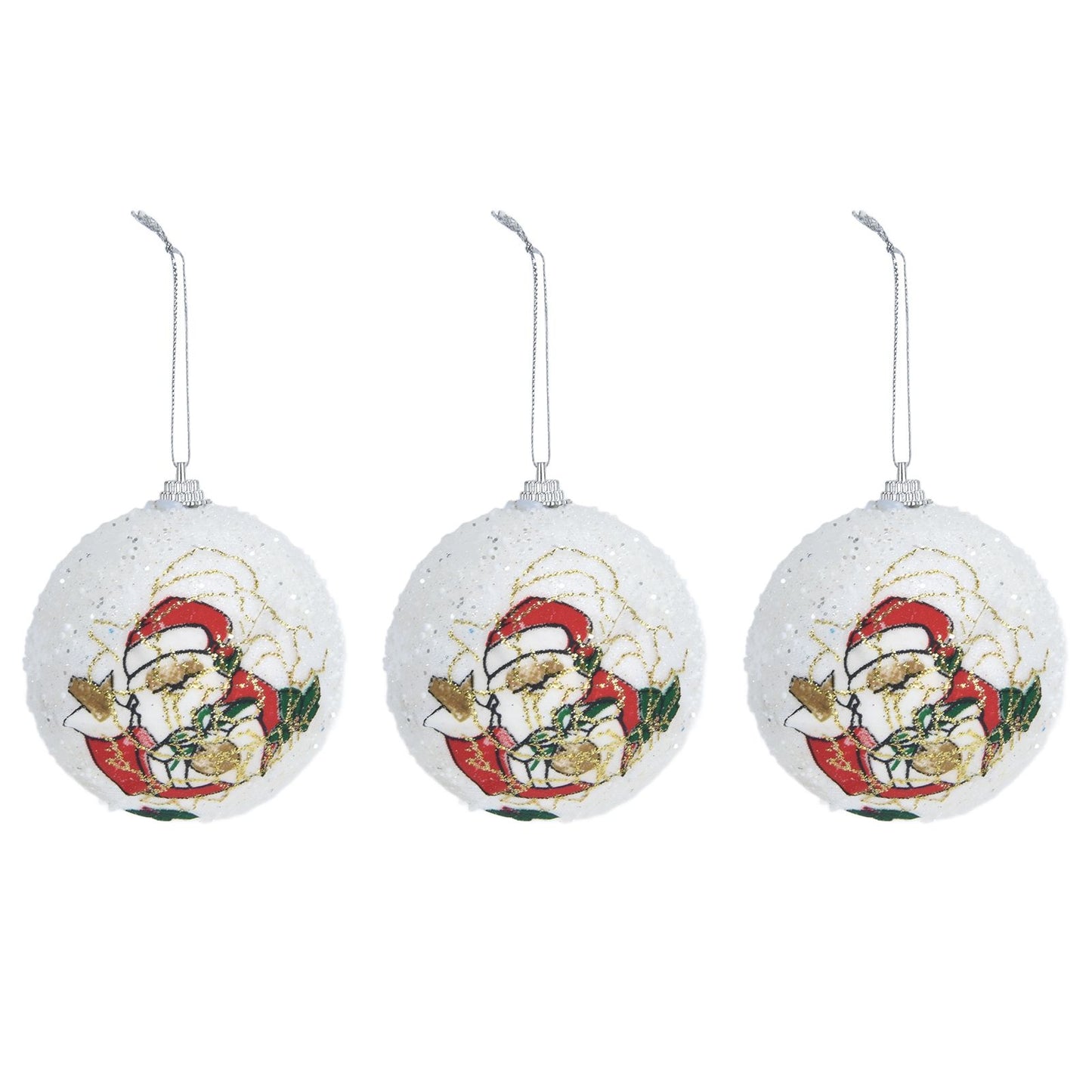 3PCS Christmas Ball Foam Hanging Christmas Tree Ornament for Festival Party DecorationWhite