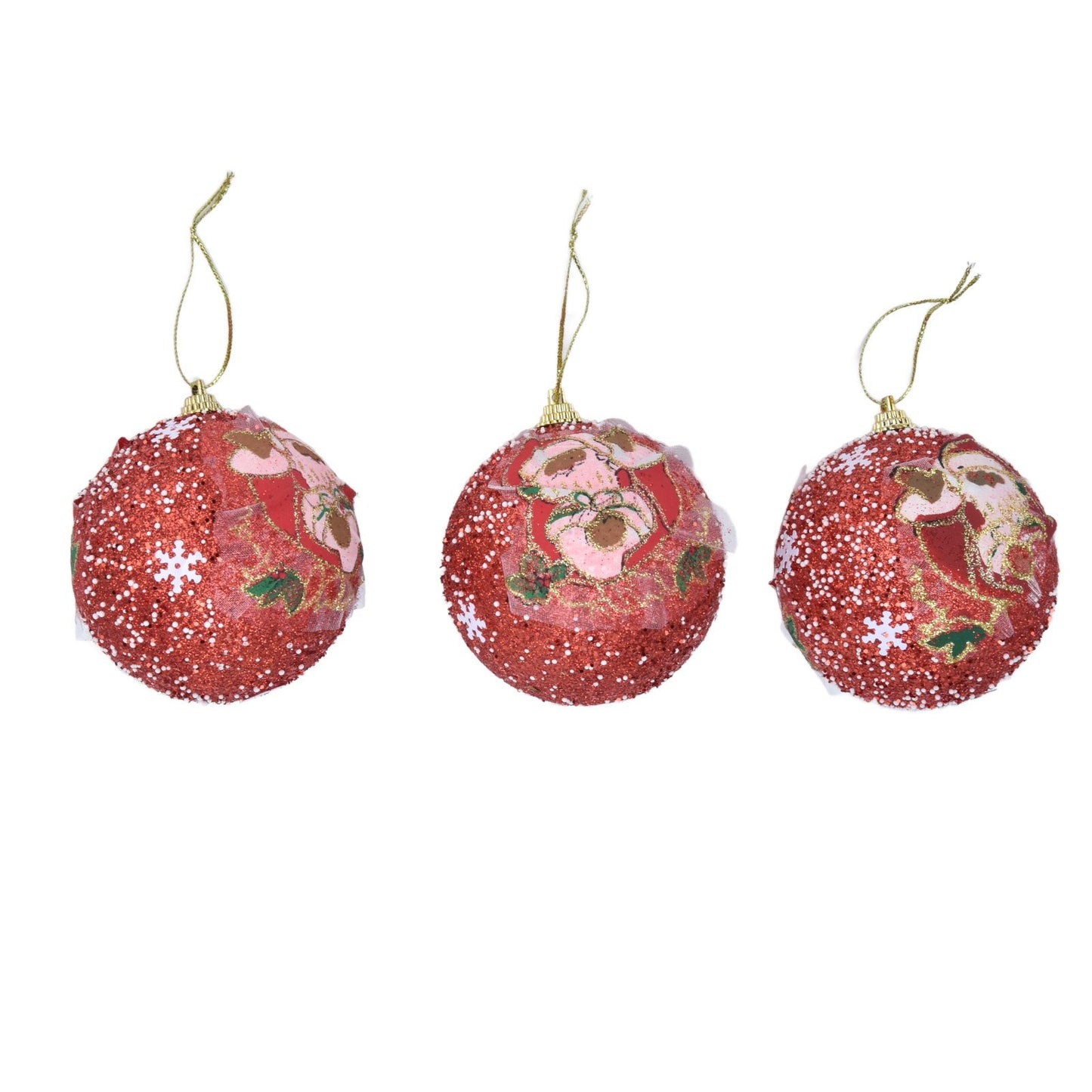 3PCS Christmas Ball Foam Hanging Christmas Tree Ornament for Festival Party DecorationRed