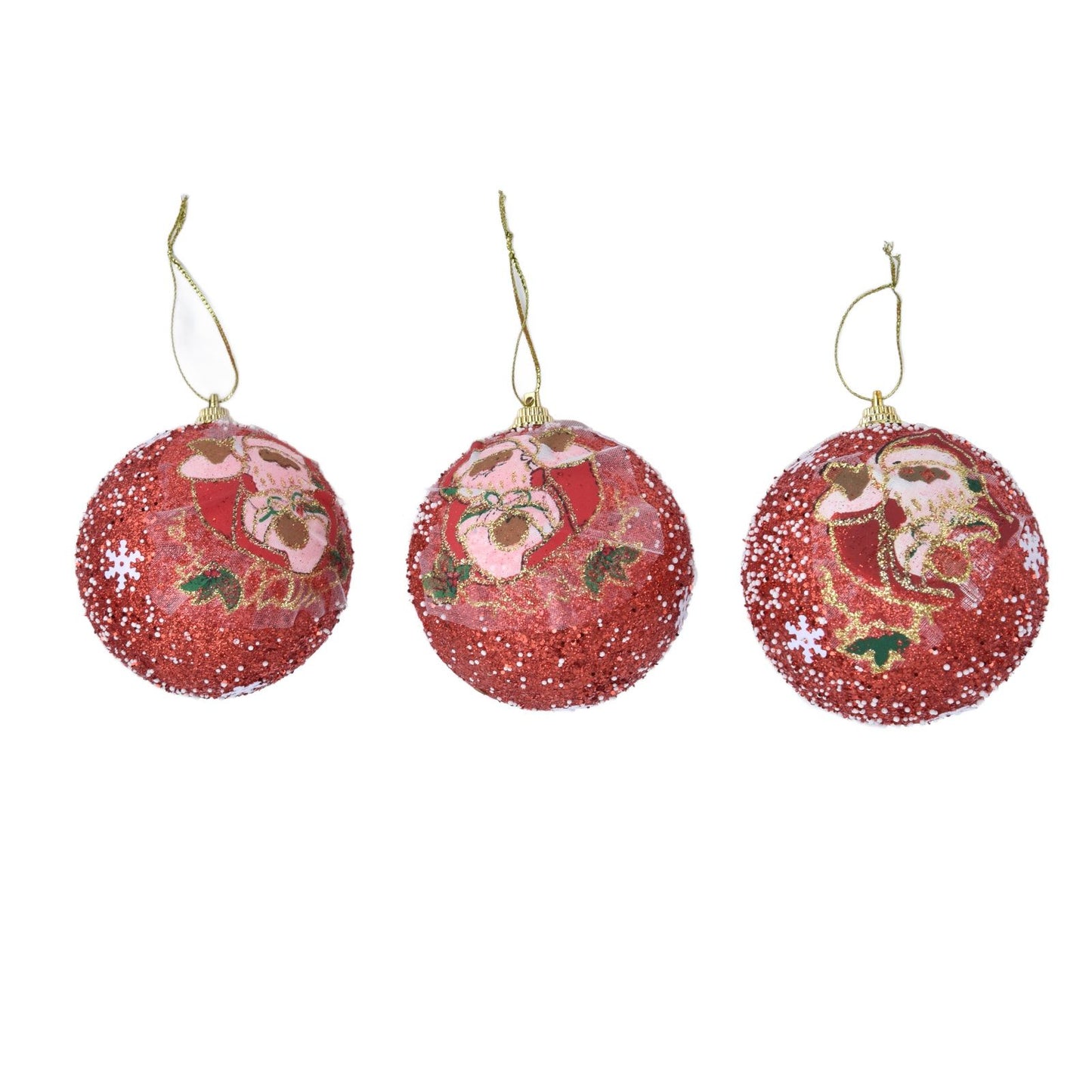 3PCS Christmas Ball Foam Hanging Christmas Tree Ornament for Festival Party DecorationRed
