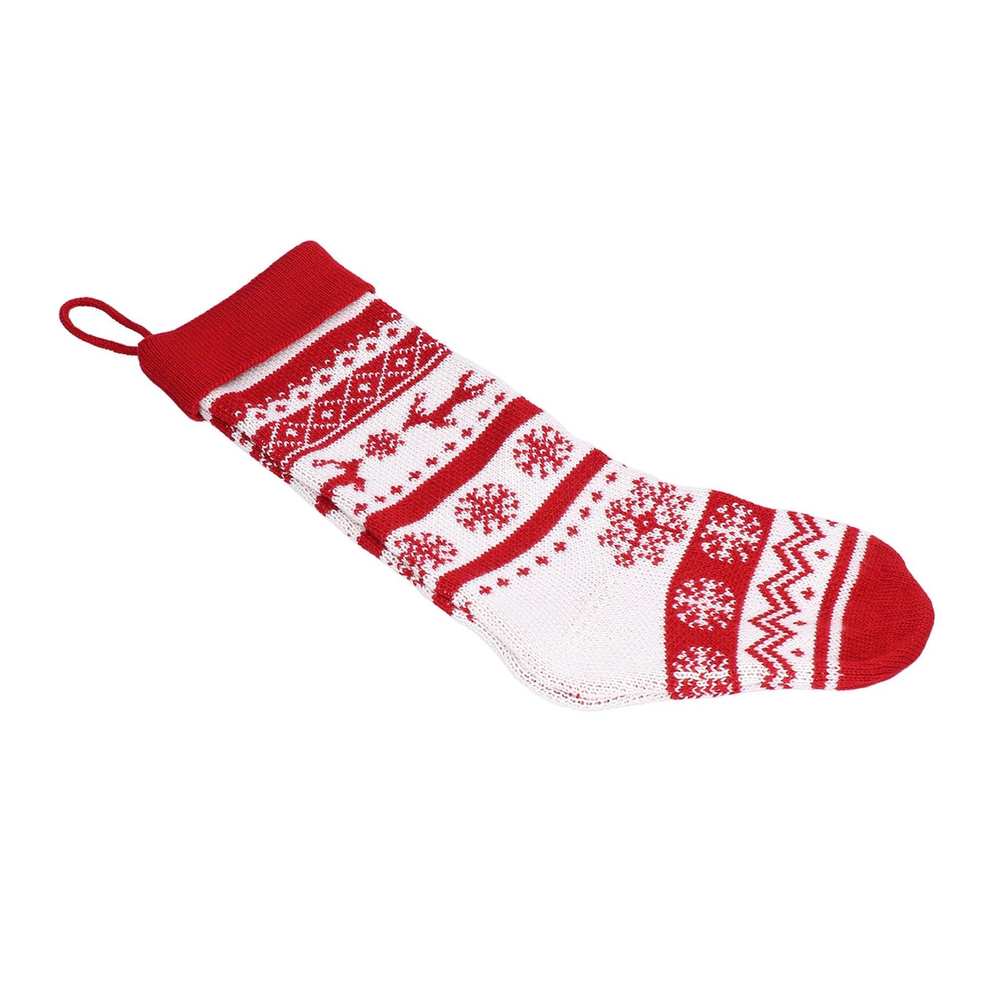 Large Knitted Christmas Stocking with Candy Bag Lovely Christmas Decorations Hanging StockingsDouble Deer