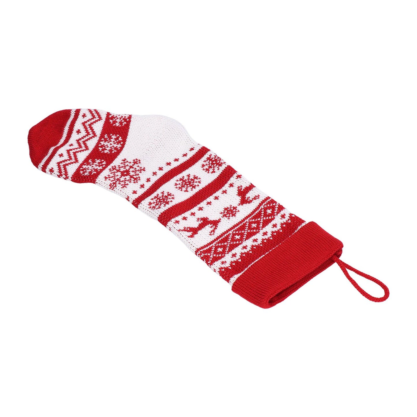 Large Knitted Christmas Stocking with Candy Bag Lovely Christmas Decorations Hanging StockingsDouble Deer