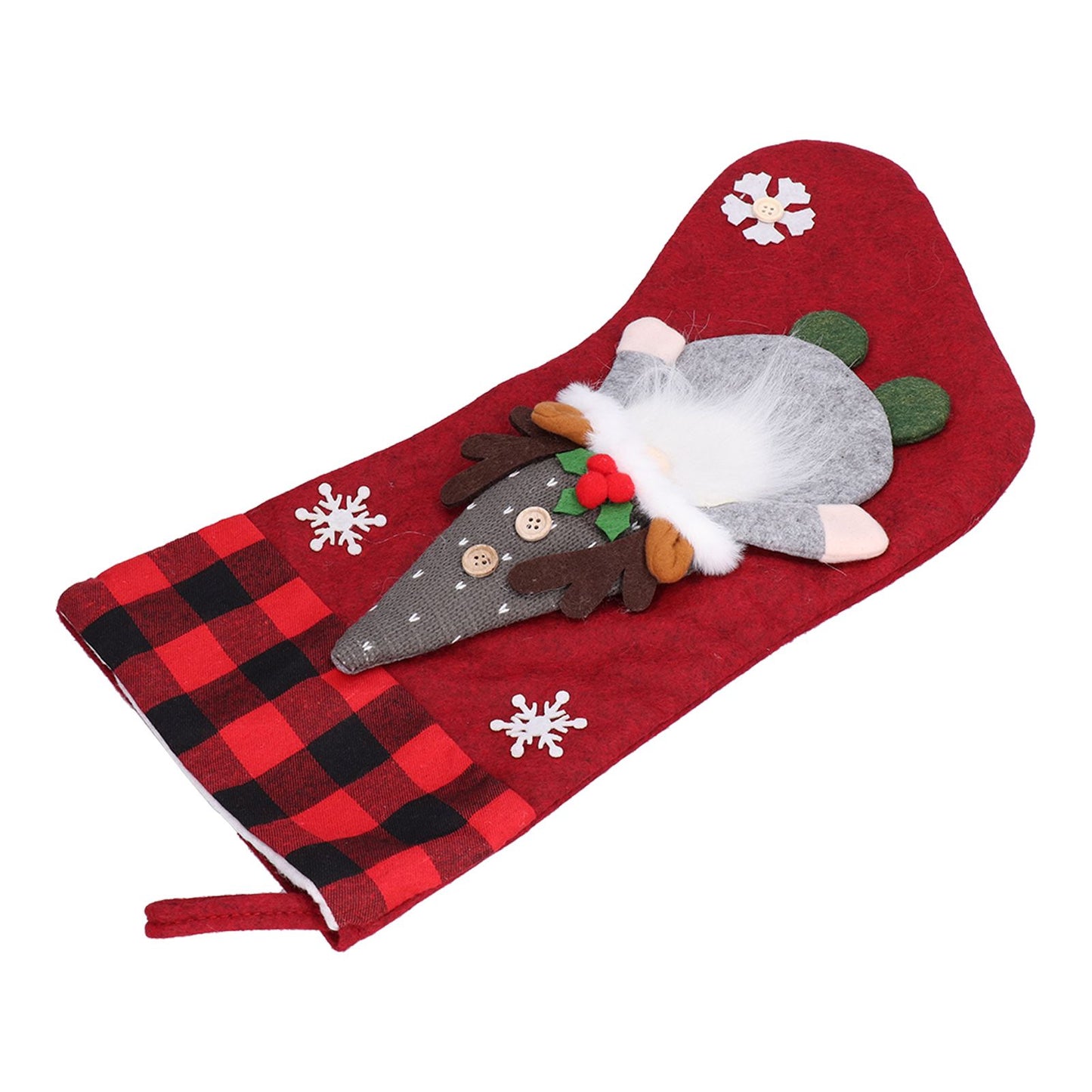 Christmas Stocking with Faceless Doll Decor Home Shop Party Xmas Tree Gift Bag Ornament PendantRed