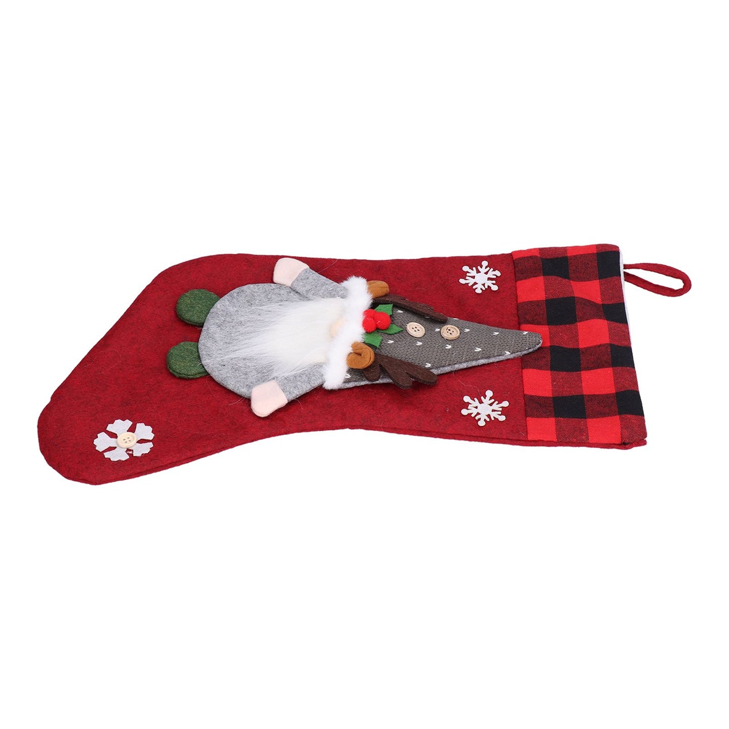 Christmas Stocking with Faceless Doll Decor Home Shop Party Xmas Tree Gift Bag Ornament PendantRed