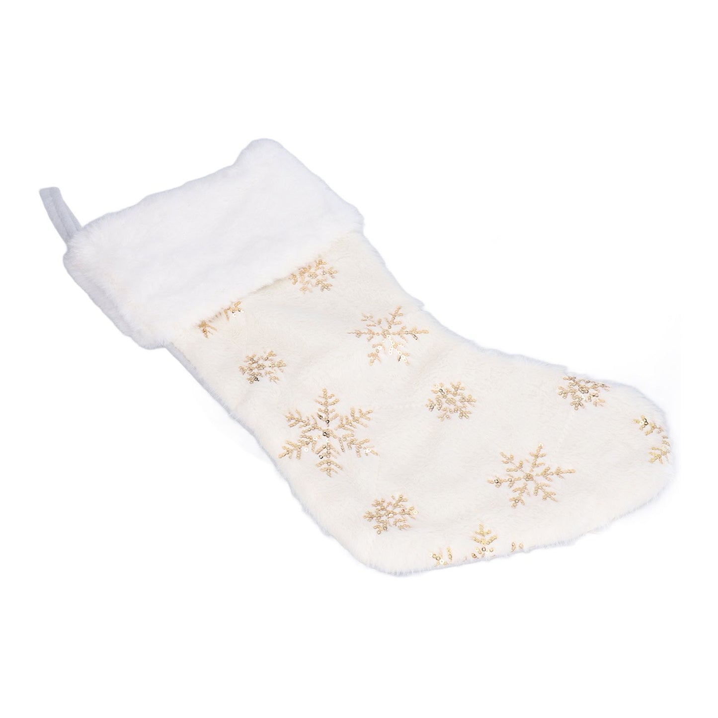 Polyester Christmas Stocking Pendant with Embroidery Snowflake Pattern Xmas Tree Decoration OrnamentGold