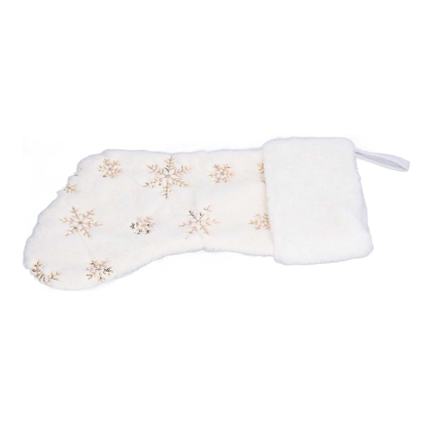 Polyester Christmas Stocking Pendant with Embroidery Snowflake Pattern Xmas Tree Decoration OrnamentGold