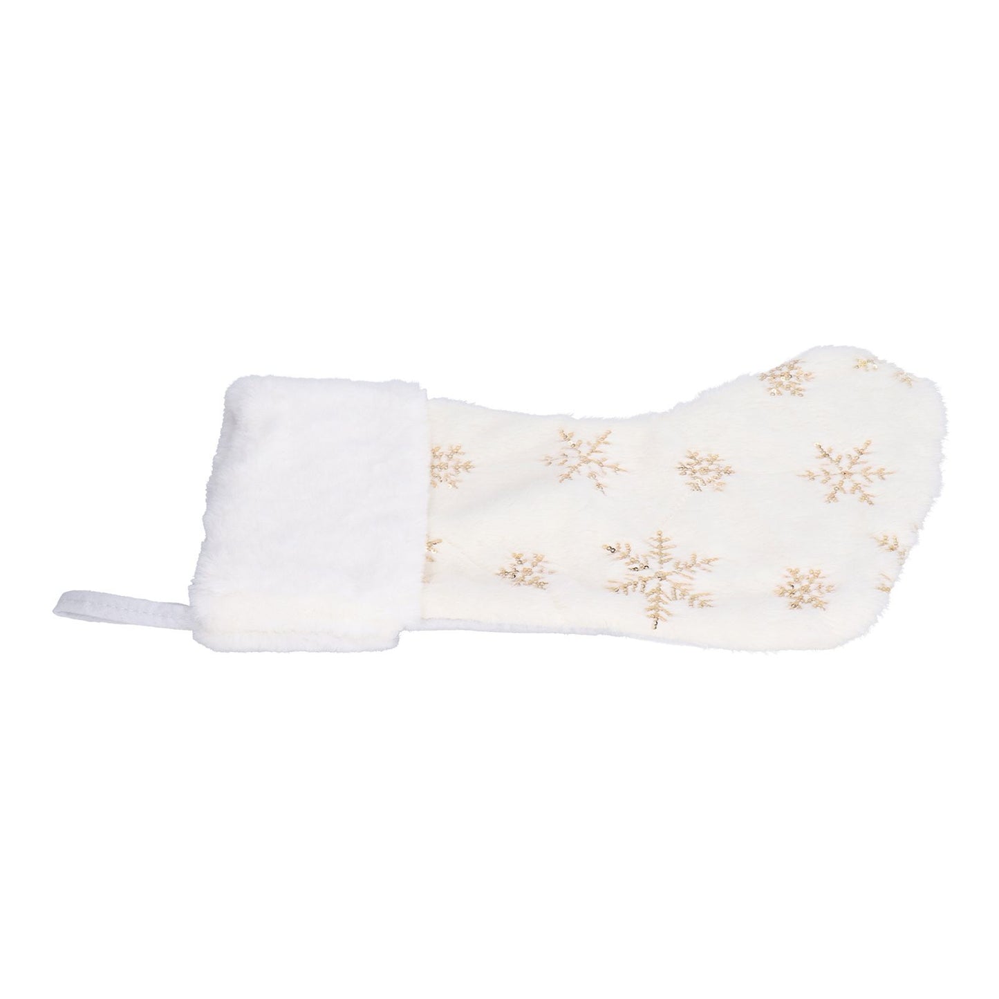 Polyester Christmas Stocking Pendant with Embroidery Snowflake Pattern Xmas Tree Decoration OrnamentGold