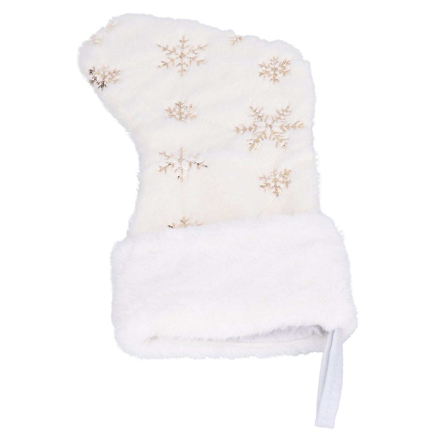 Polyester Christmas Stocking Pendant with Embroidery Snowflake Pattern Xmas Tree Decoration OrnamentGold