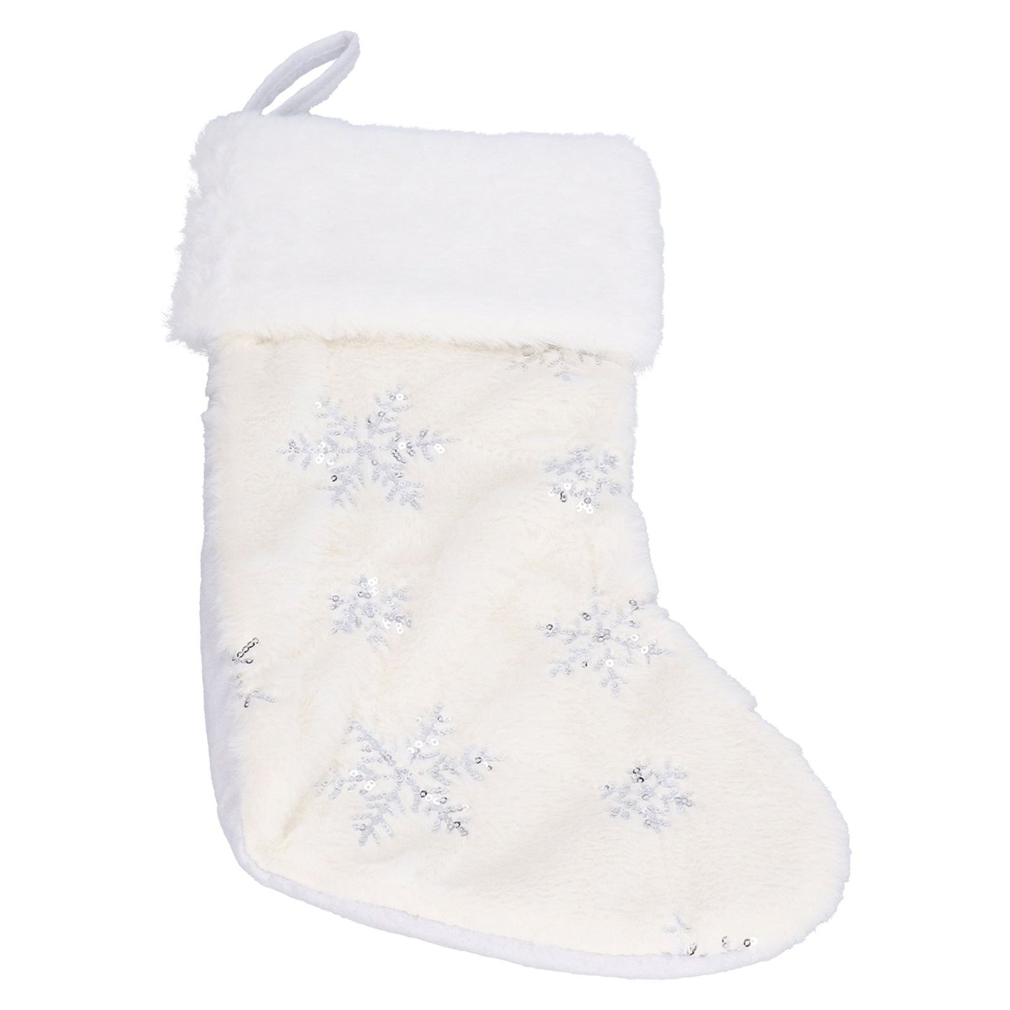 Polyester Christmas Stocking Pendant with Embroidery Snowflake Pattern Xmas Tree Decoration OrnamentSilver