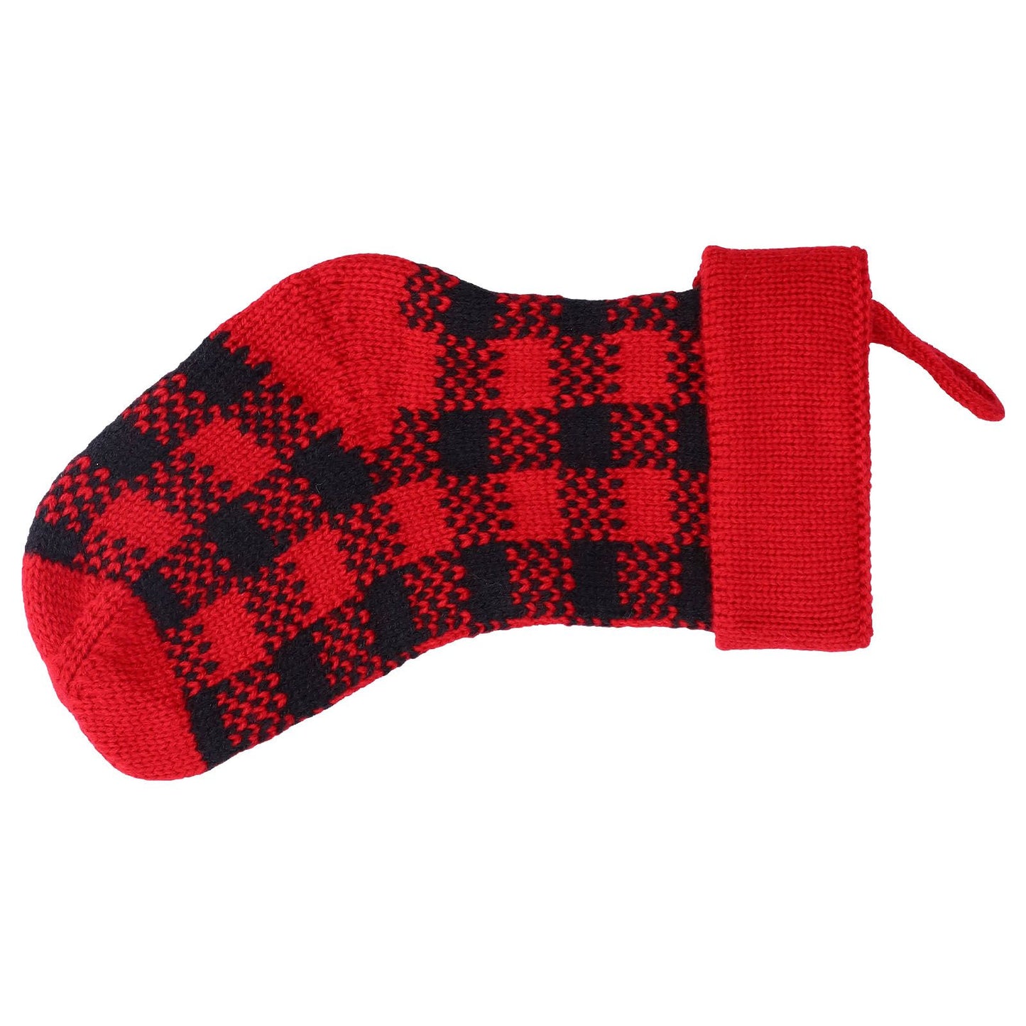 Mini Knitting Christmas Stocking Acrylic Fiber Xmas Tree Hanging Pendant Ornament Home Party Decoration(Red Black )