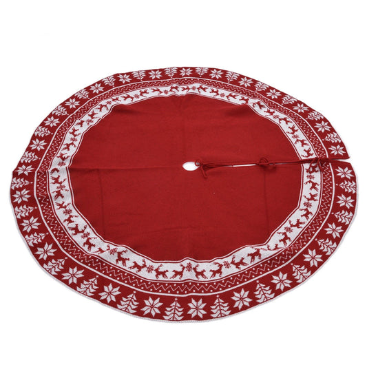 Knitted Christmas Tree Skirt Reusable Xmas Tree Stand Mat Floor Protector Home Party DecorationRed