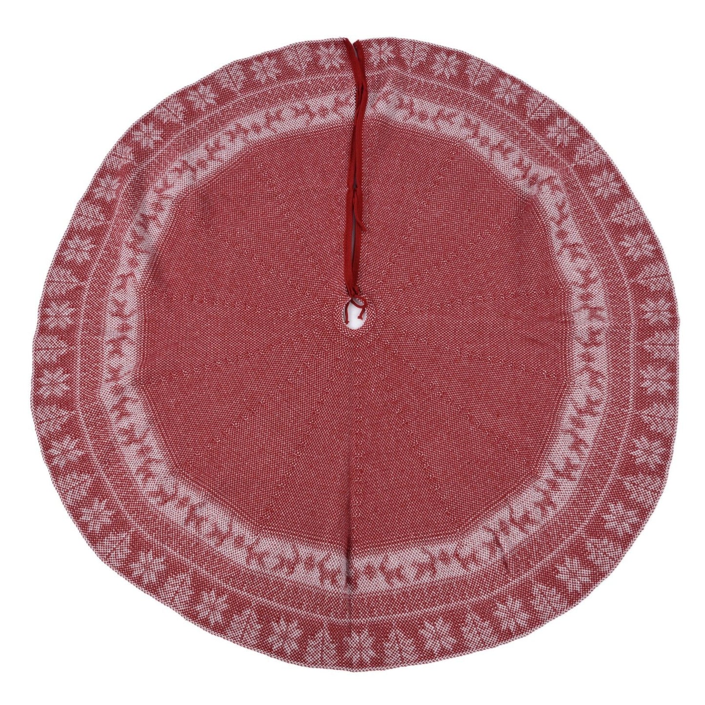 Knitted Christmas Tree Skirt Reusable Xmas Tree Stand Mat Floor Protector Home Party DecorationRed