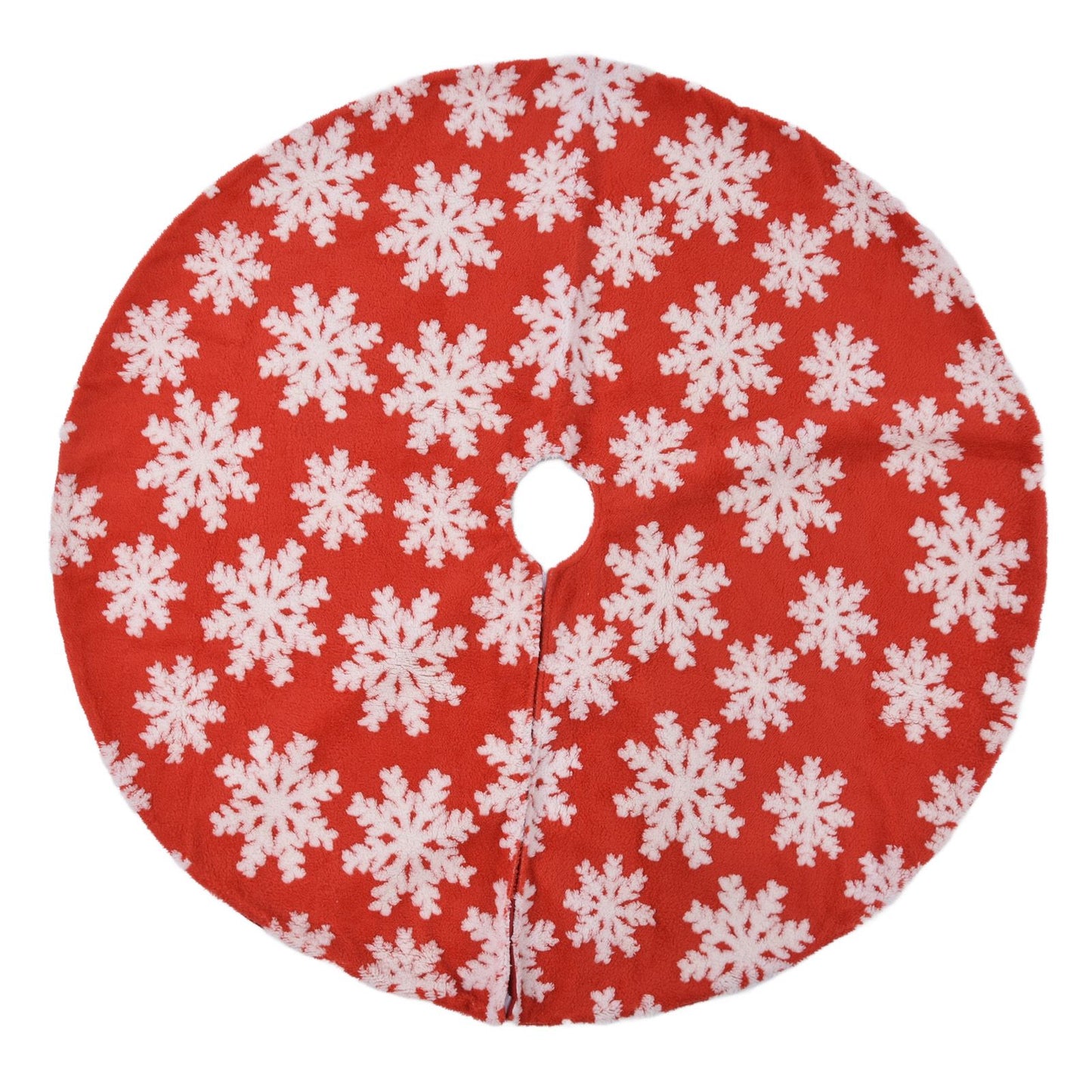 Christmas Tree Skirt White Snowflake Pattern Xmas Tree Mat for Holiday Party Decorations122cm/48.0in