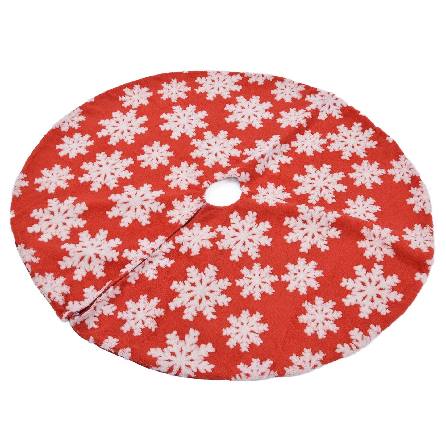 Christmas Tree Skirt White Snowflake Pattern Xmas Tree Mat for Holiday Party Decorations122cm/48.0in