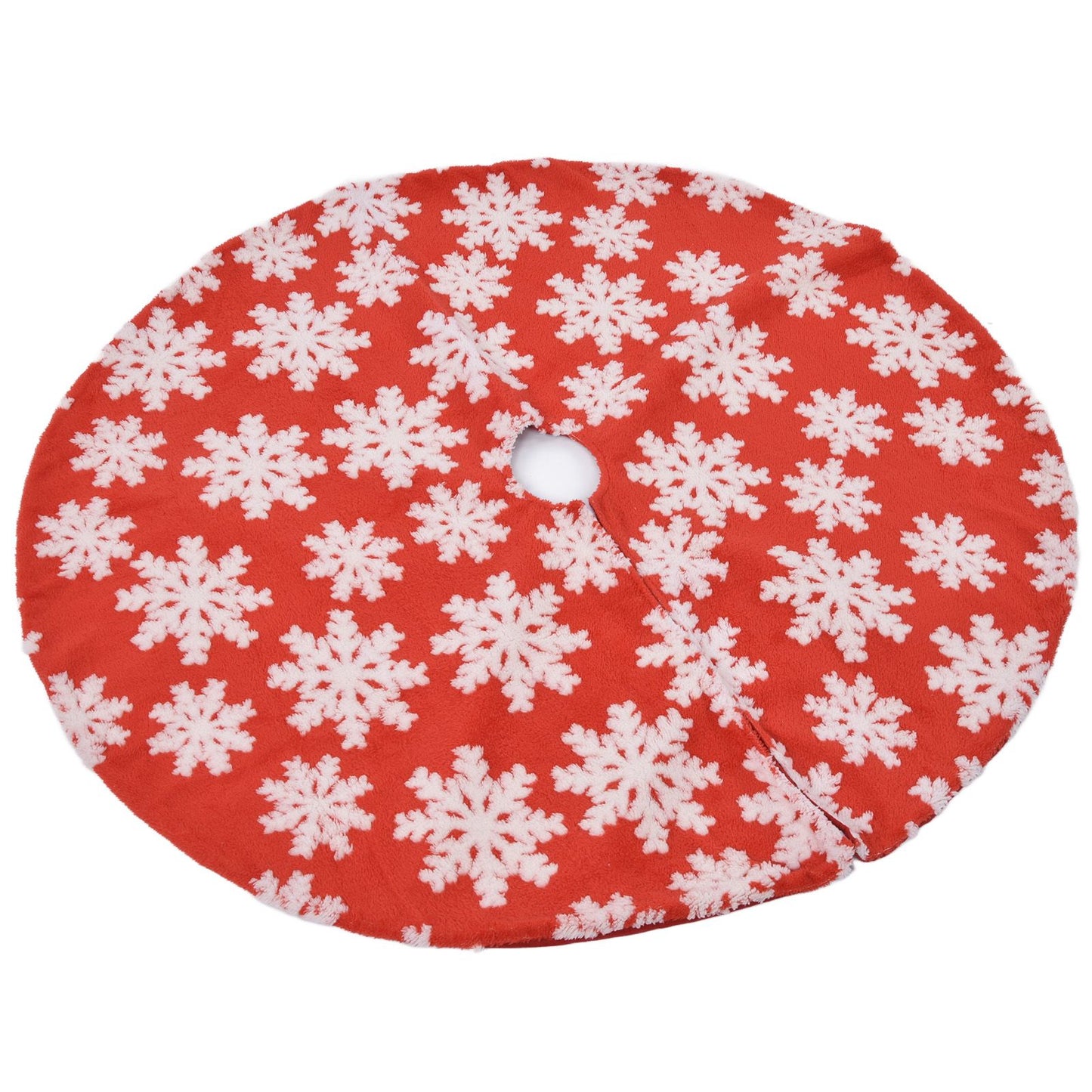 Christmas Tree Skirt White Snowflake Pattern Xmas Tree Mat for Holiday Party Decorations122cm/48.0in