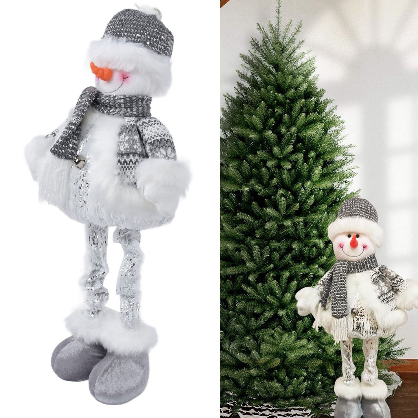 Retractable Snowman Dolls Christmas Ornaments Christmas Snowman Toy for Gifts Decoration