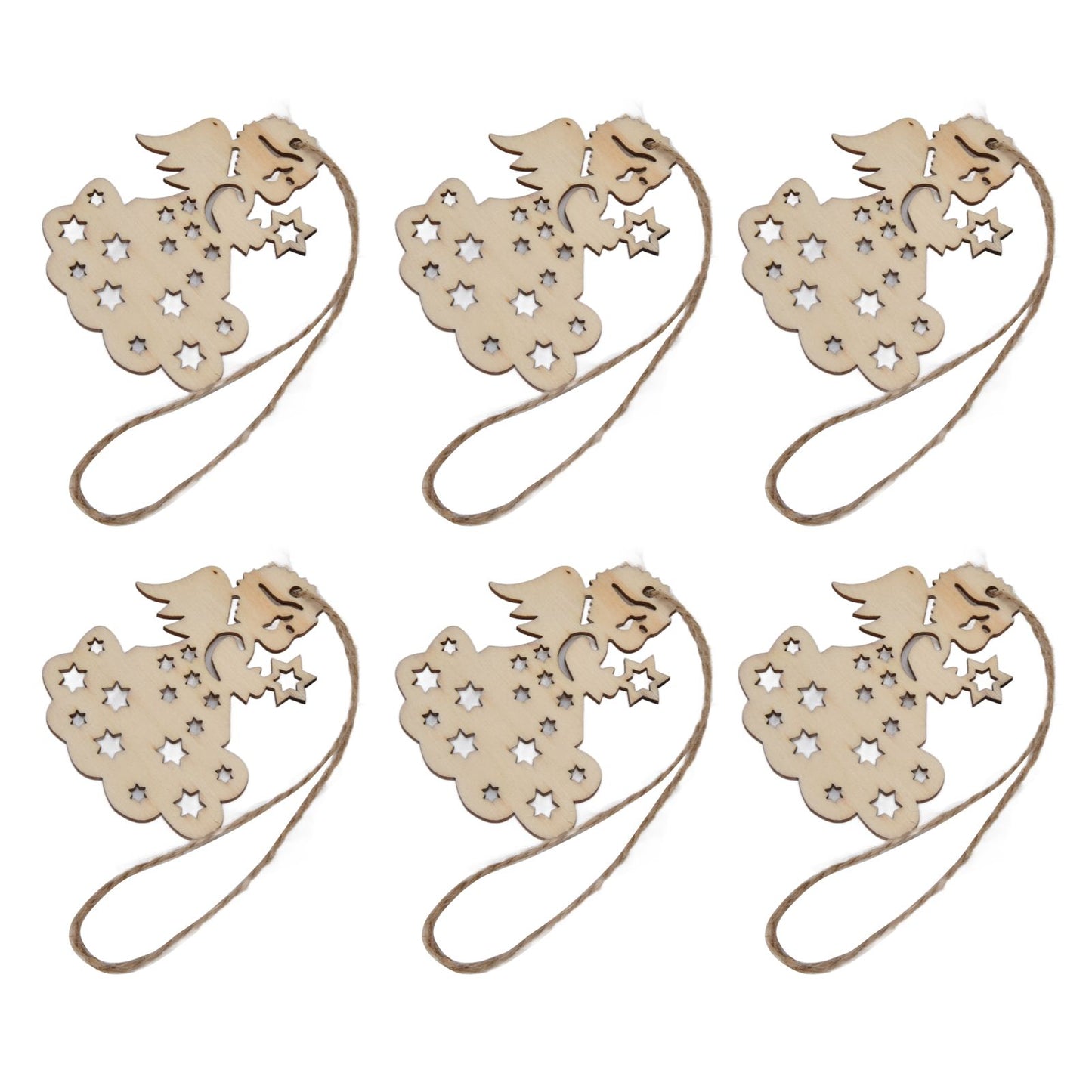 40pcs Christmas Tree Ornaments Wooden Hallow Cute Christmas Hangings with Lanyards for Christmas Tree Decoration Gift