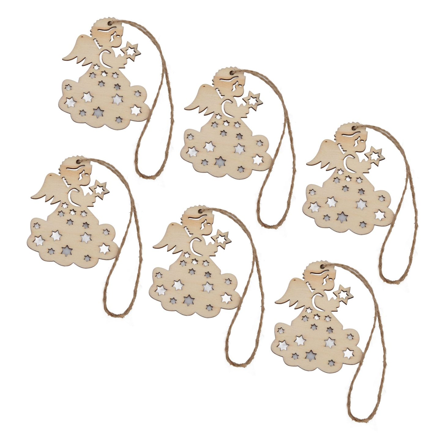 40pcs Christmas Tree Ornaments Wooden Hallow Cute Christmas Hangings with Lanyards for Christmas Tree Decoration Gift