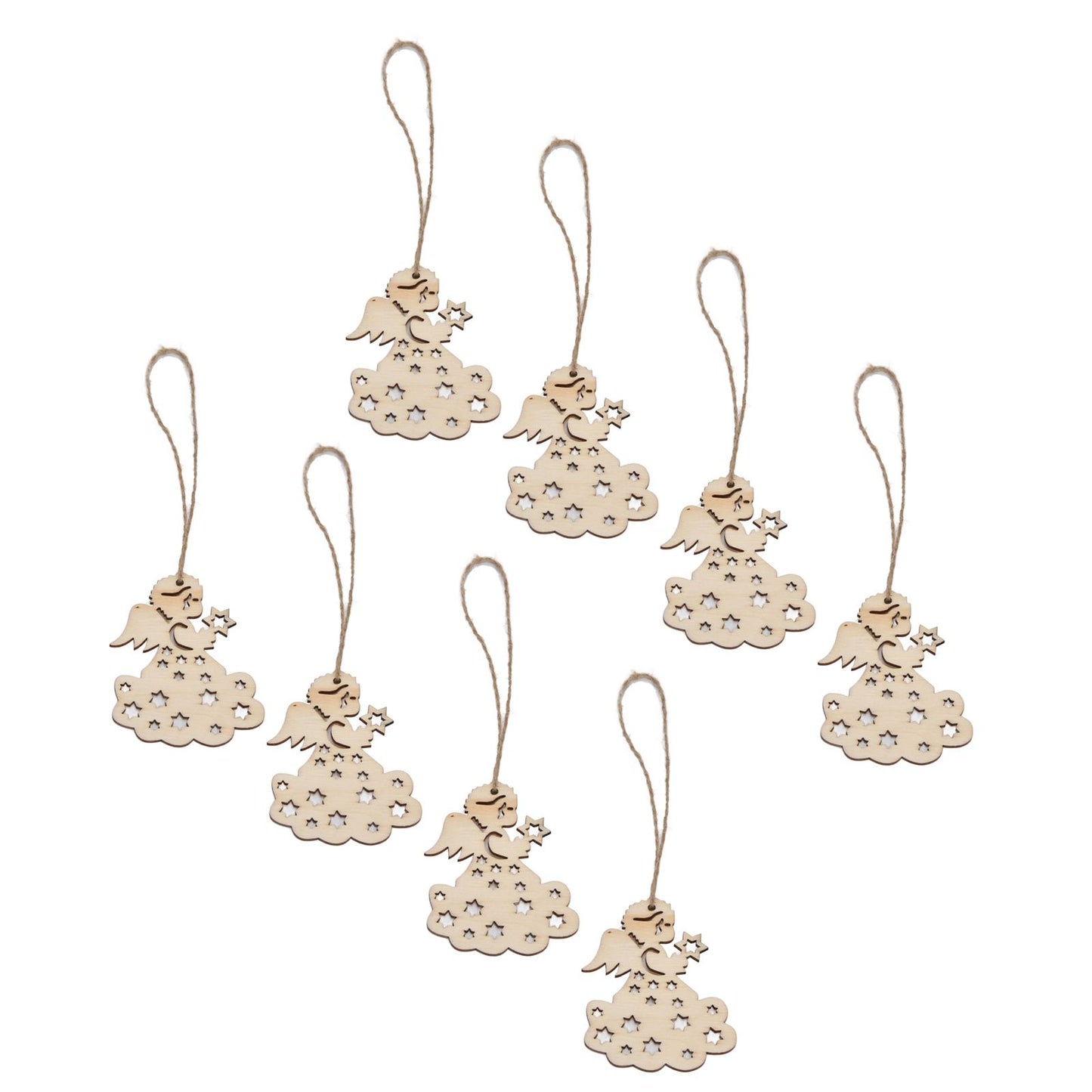 40pcs Christmas Tree Ornaments Wooden Hallow Cute Christmas Hangings with Lanyards for Christmas Tree Decoration Gift
