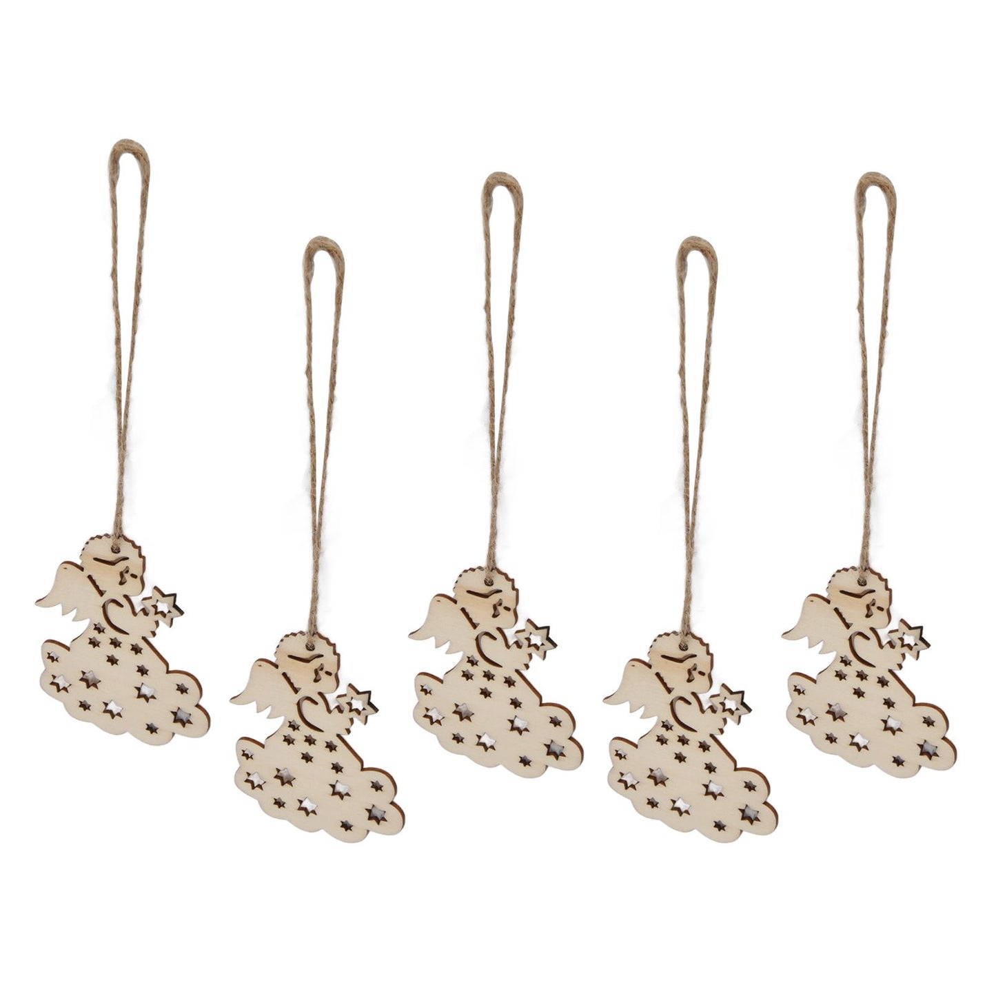 40pcs Christmas Tree Ornaments Wooden Hallow Cute Christmas Hangings with Lanyards for Christmas Tree Decoration Gift