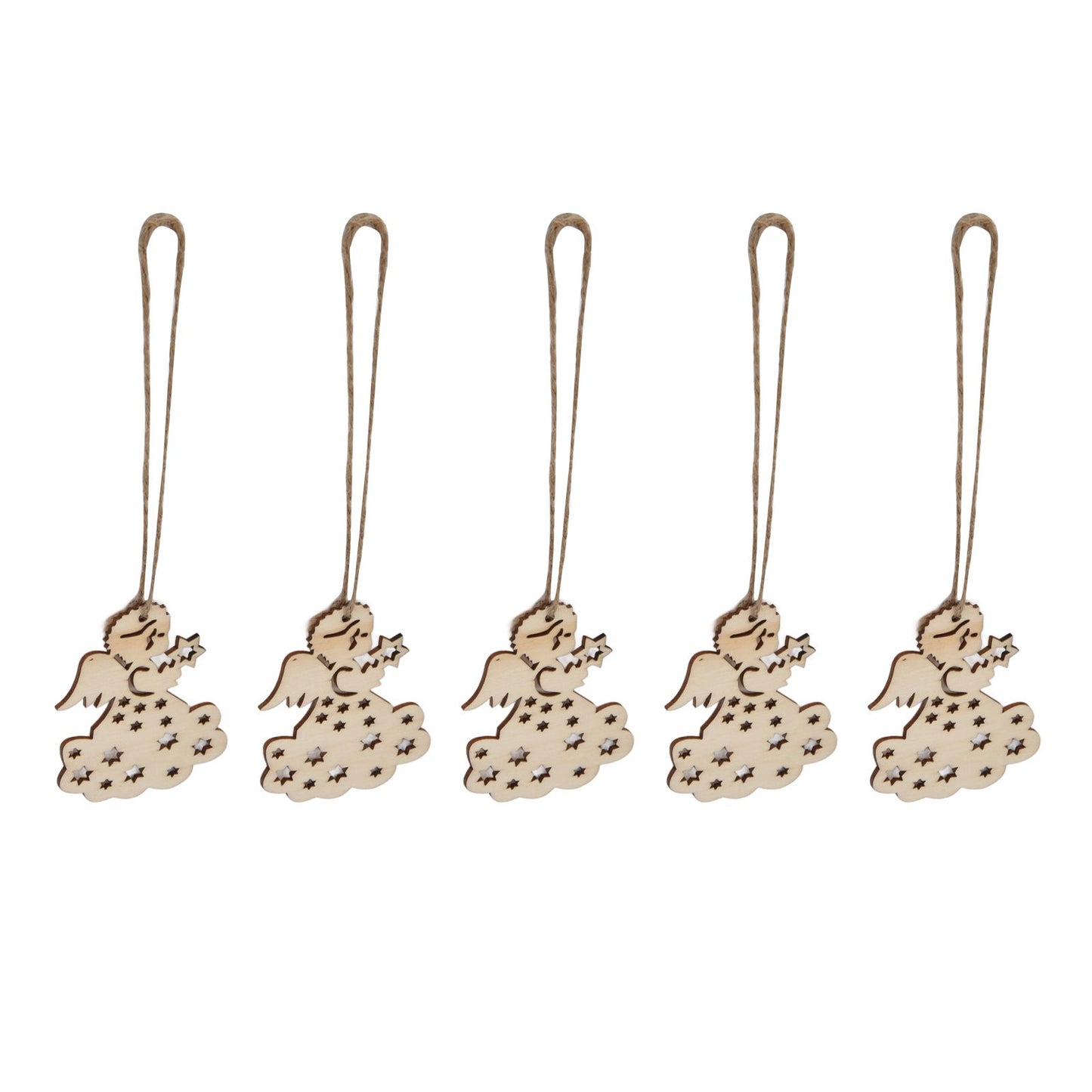 40pcs Christmas Tree Ornaments Wooden Hallow Cute Christmas Hangings with Lanyards for Christmas Tree Decoration Gift