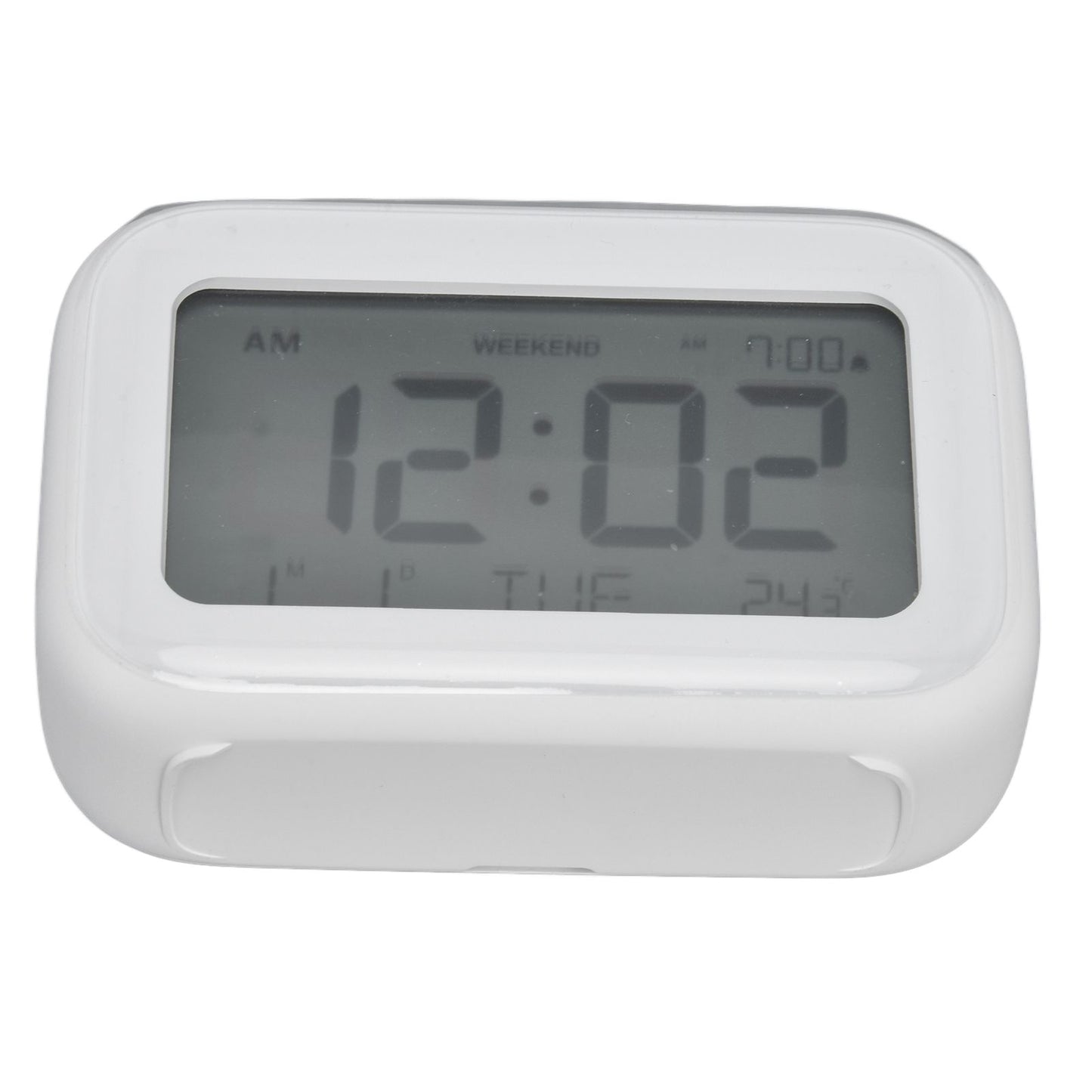 Mini Digital Alarm Clock with LCD Screen Snooze Function 12H 24H Formats for Bedroom Travel Office White