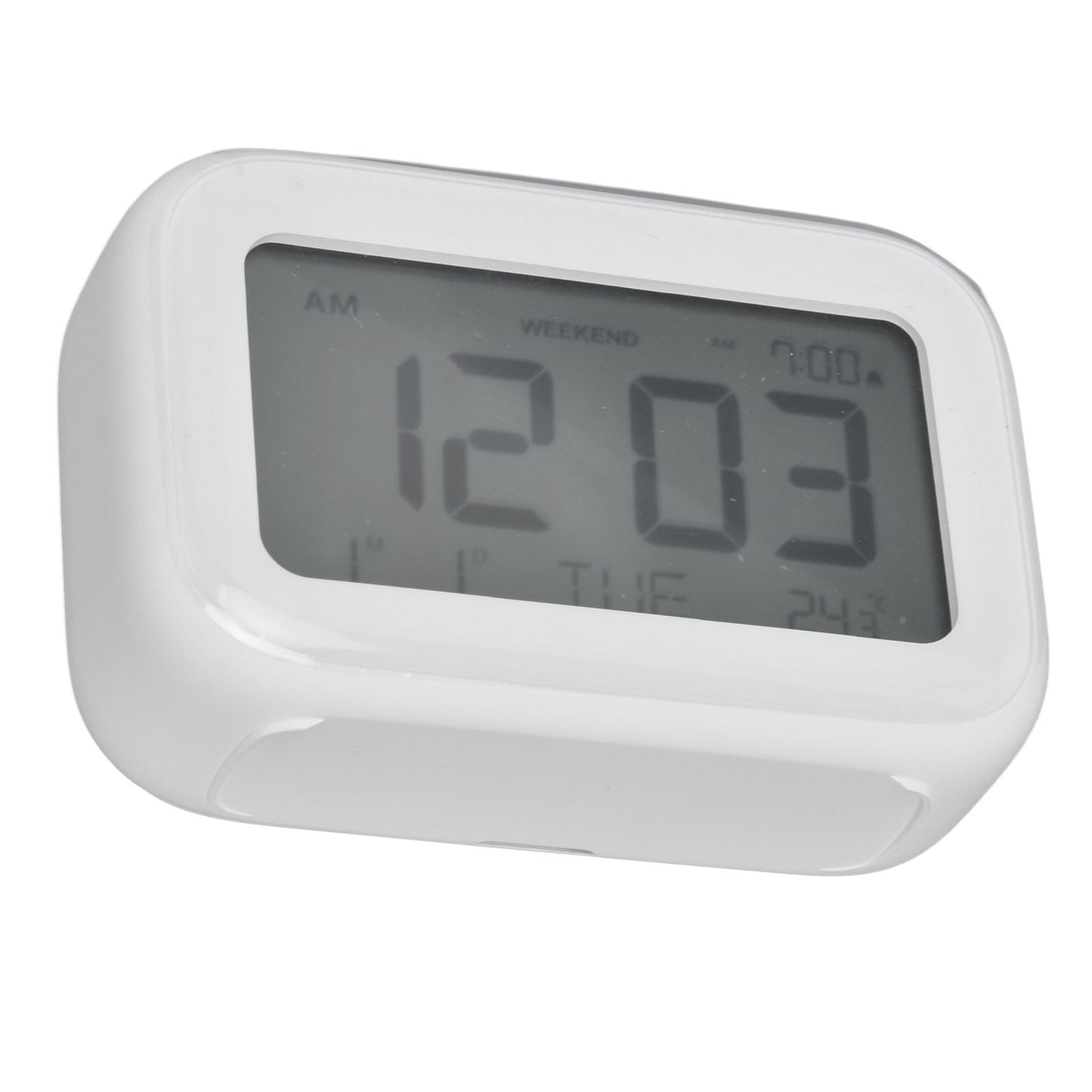 Mini Digital Alarm Clock with LCD Screen Snooze Function 12H 24H Formats for Bedroom Travel Office White