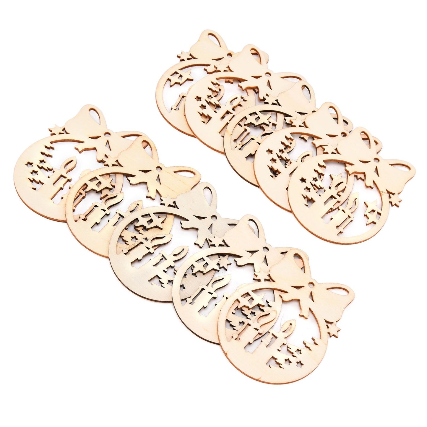 40Pcs Wooden Christmas Tree Decor Hanging Ornaments Set Hollow Wood Tree Pendant for Festival Party Celebration