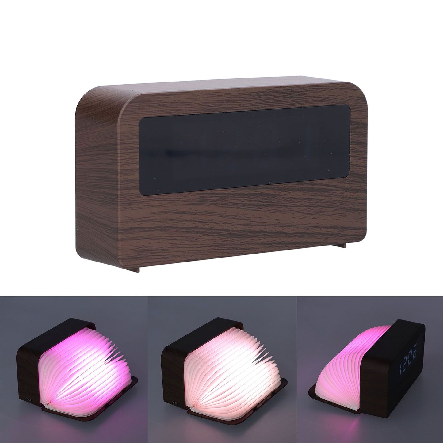 Wooden Clock Multifunctional Digital Backlight Environmental Friendly Compact Design Night LightWood Grain