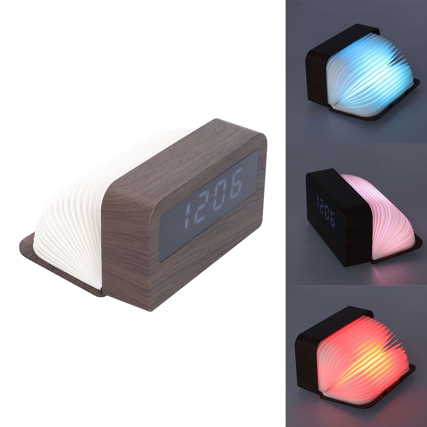 Wooden Clock Multifunctional Digital Backlight Environmental Friendly Compact Design Night LightWood Grain