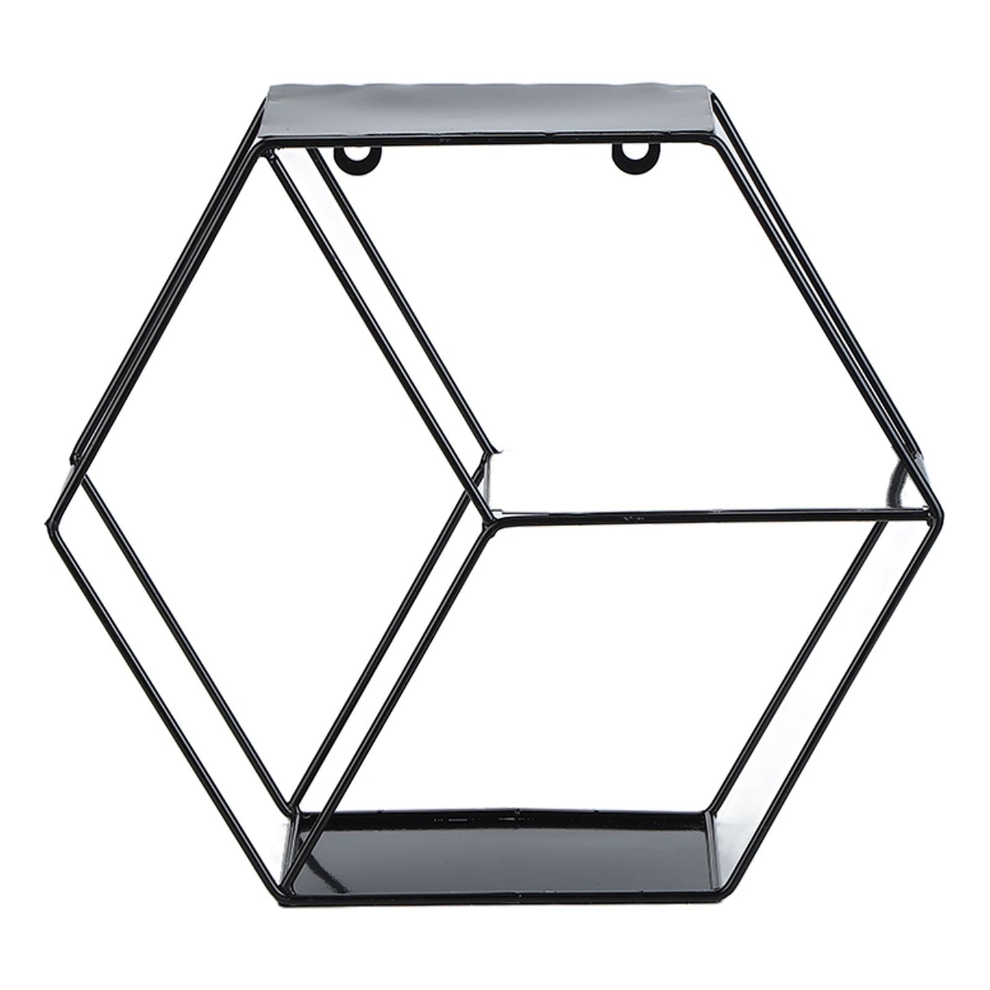 Hex Shelves Simple Wrought Iron Hexagonal Bedroom Living Room Office Wall Shelf DecorationBlack