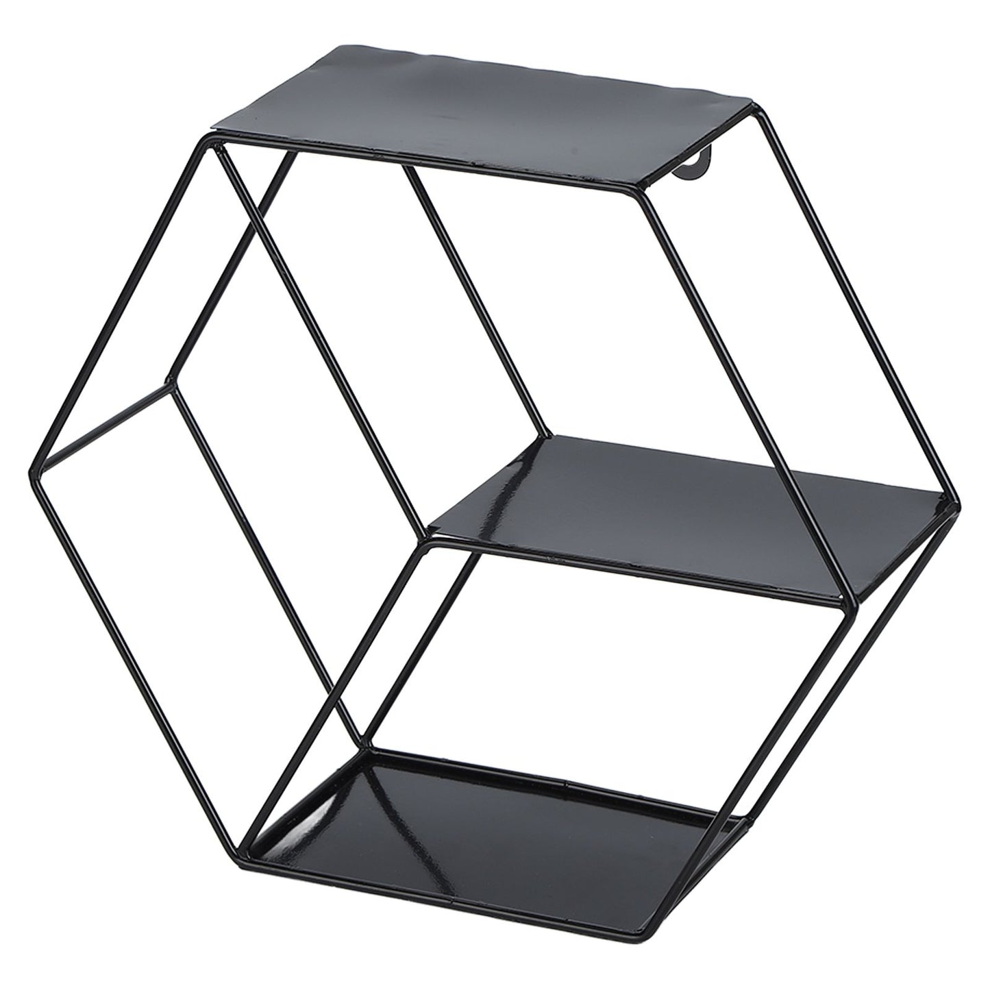 Hex Shelves Simple Wrought Iron Hexagonal Bedroom Living Room Office Wall Shelf DecorationBlack