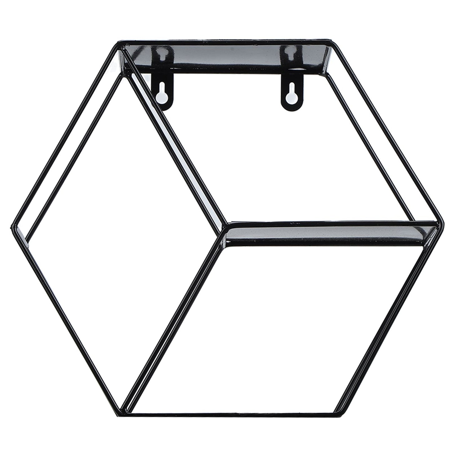 Hex Shelves Simple Wrought Iron Hexagonal Bedroom Living Room Office Wall Shelf DecorationBlack