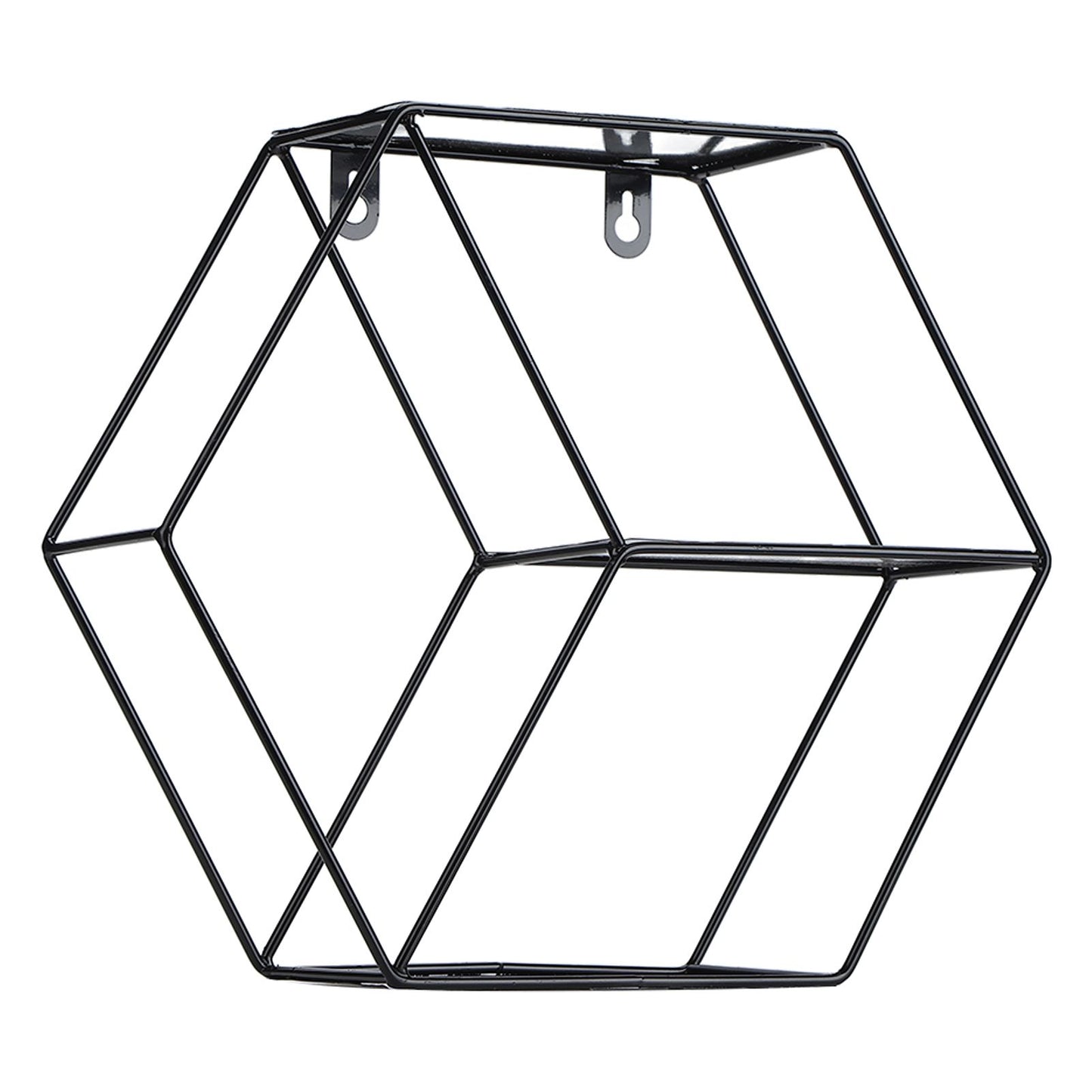 Hex Shelves Simple Wrought Iron Hexagonal Bedroom Living Room Office Wall Shelf DecorationBlack