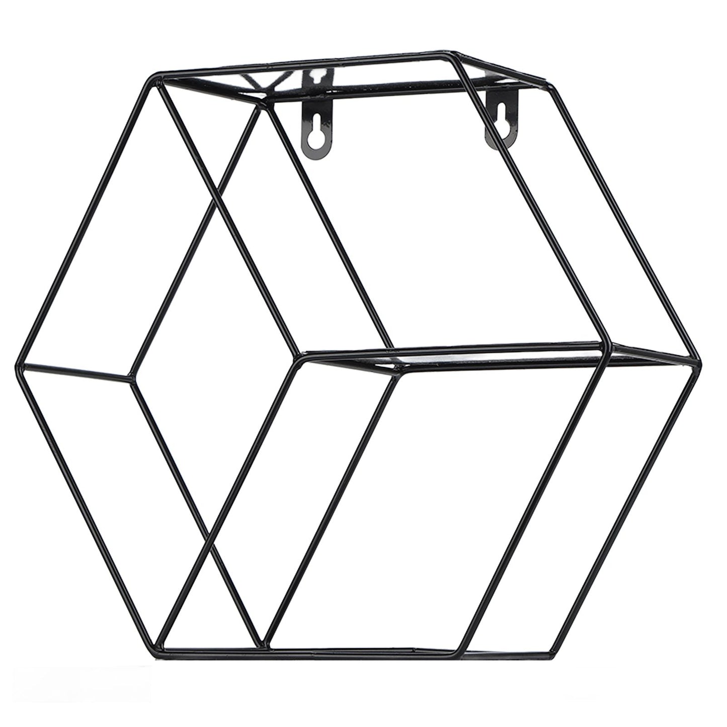 Hex Shelves Simple Wrought Iron Hexagonal Bedroom Living Room Office Wall Shelf DecorationBlack