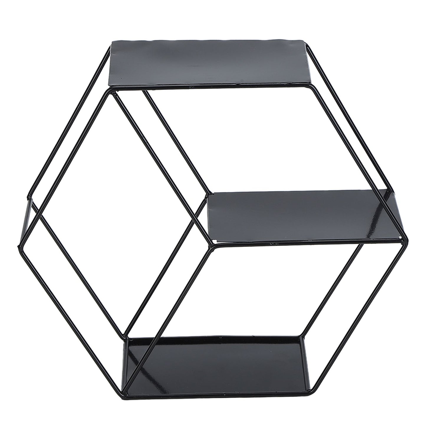 Hex Shelves Simple Wrought Iron Hexagonal Bedroom Living Room Office Wall Shelf DecorationBlack